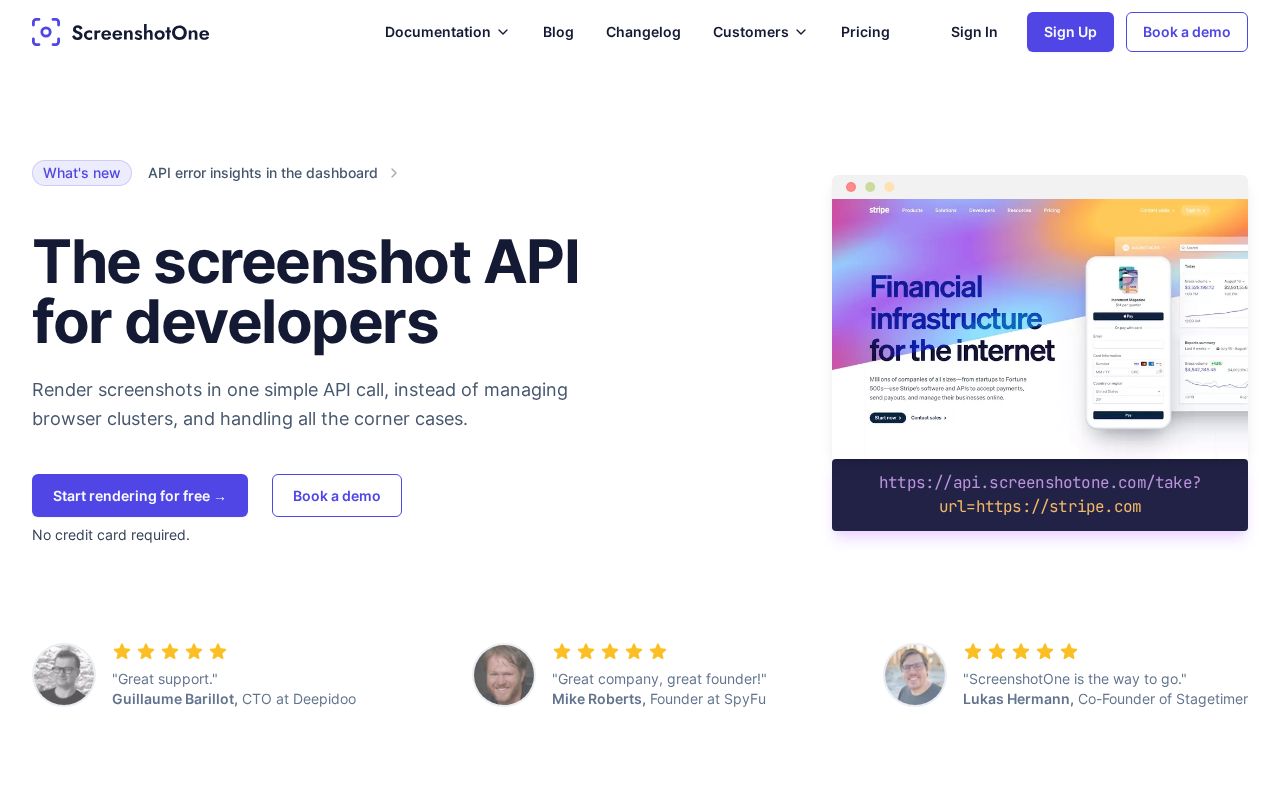 Screenshot of screenshotone.com