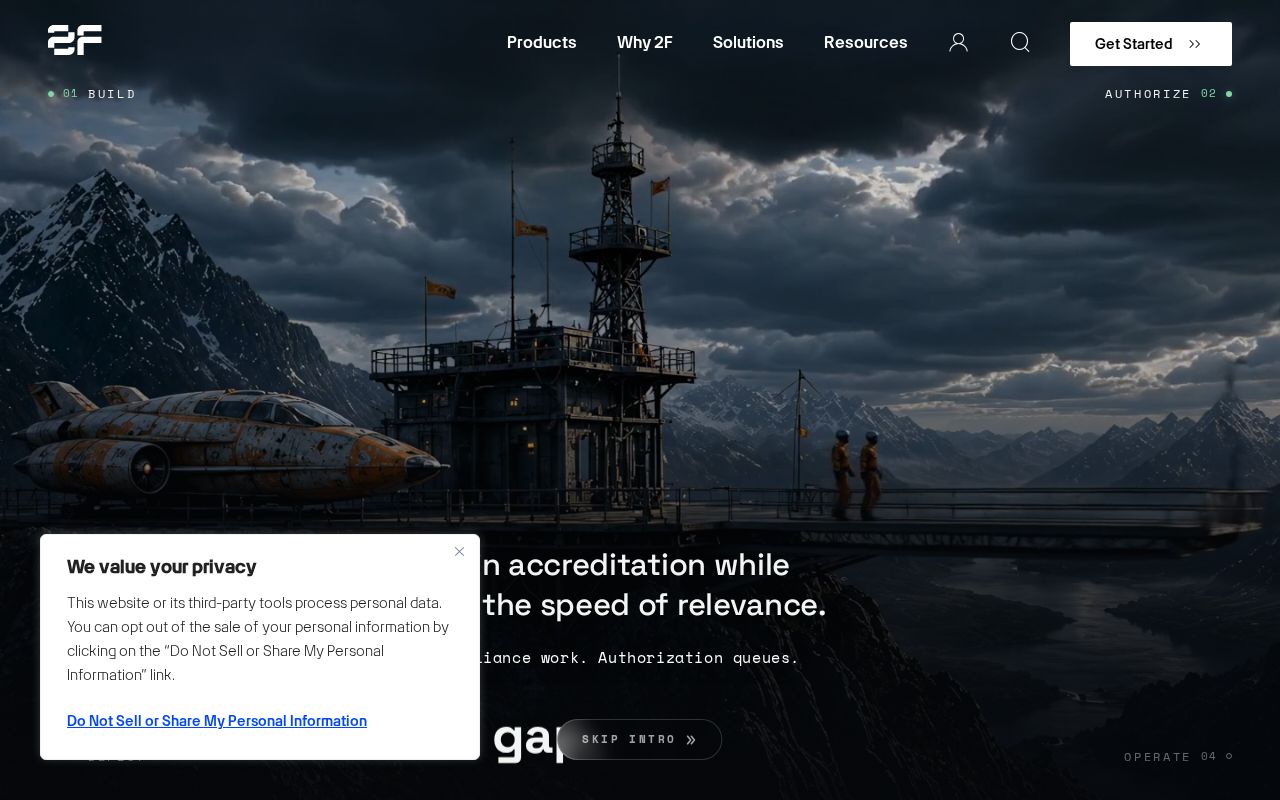 The secondfront.com homepage, first screen