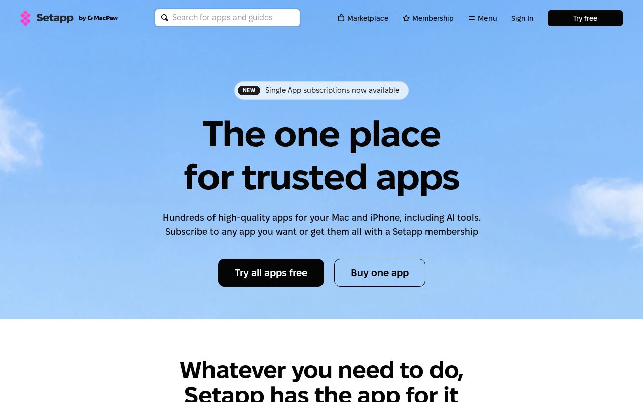 Screenshot of setapp.com
