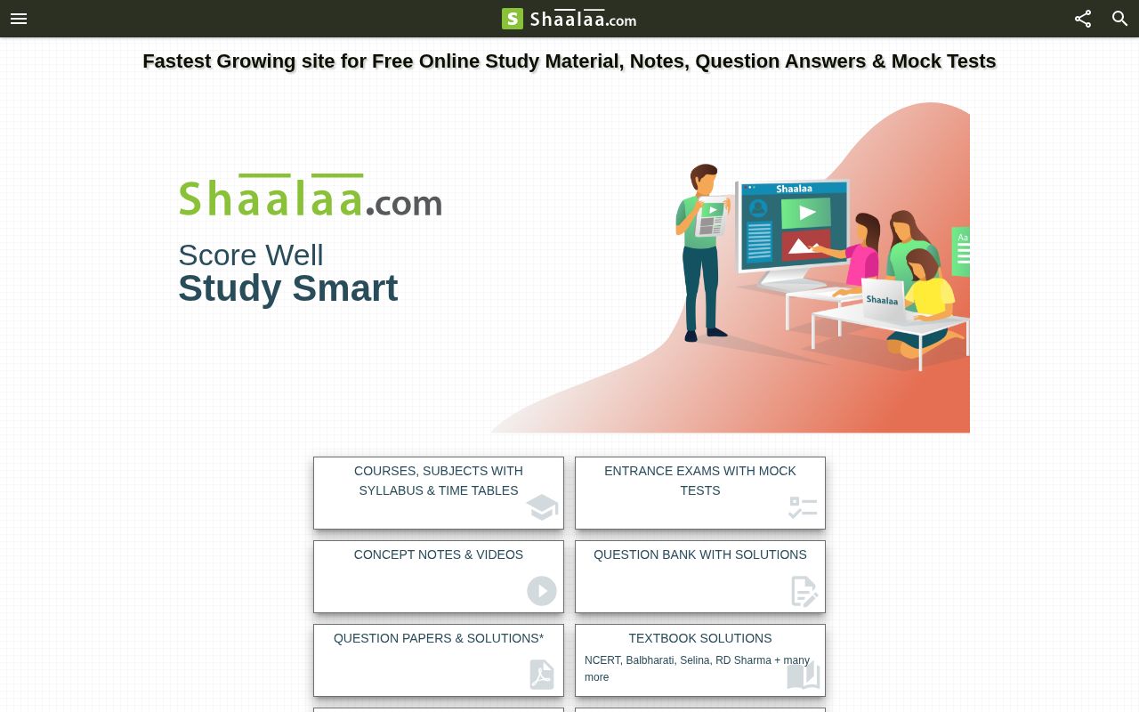 Screenshot of shaalaa.com