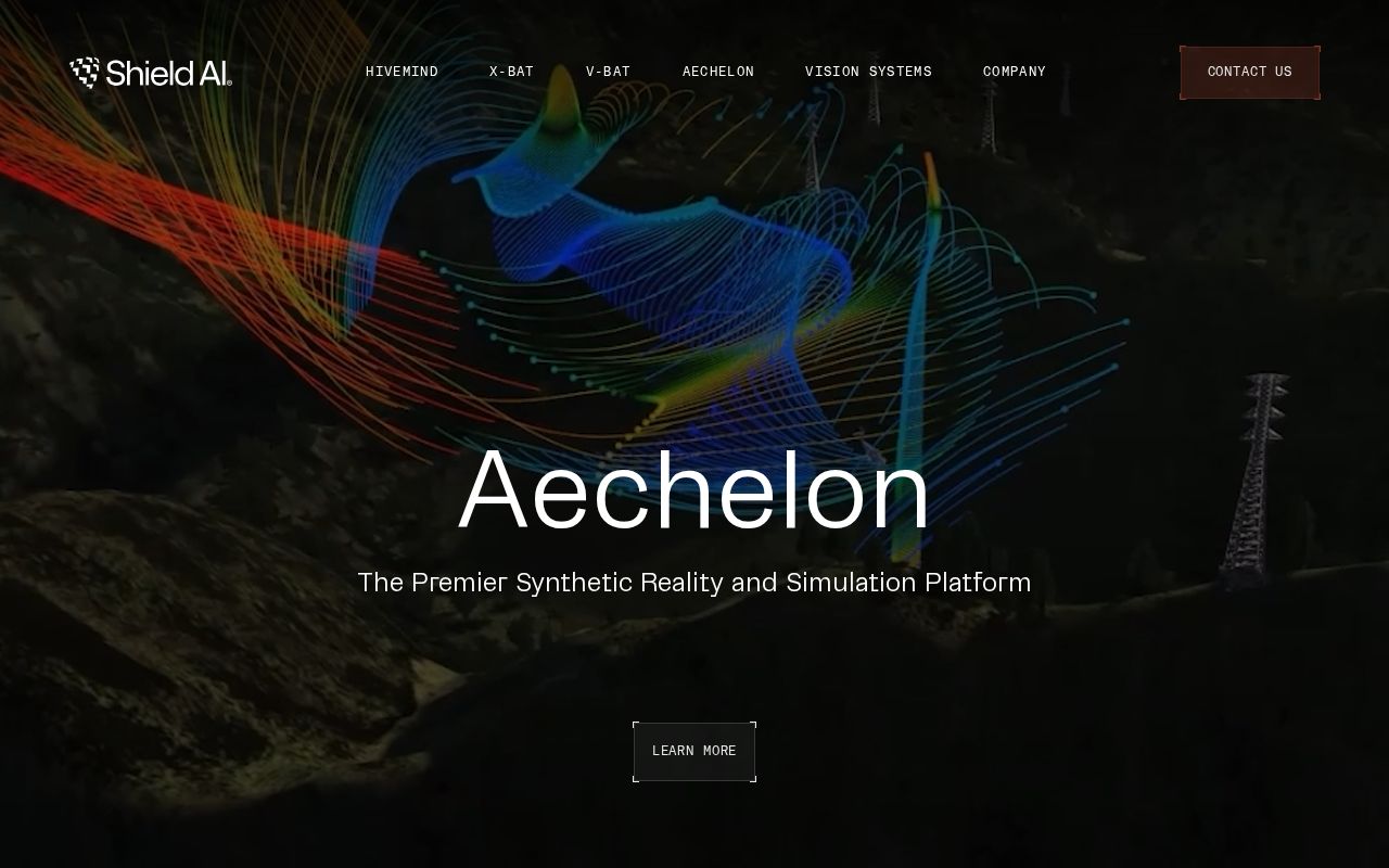 The shield.ai homepage, first screen