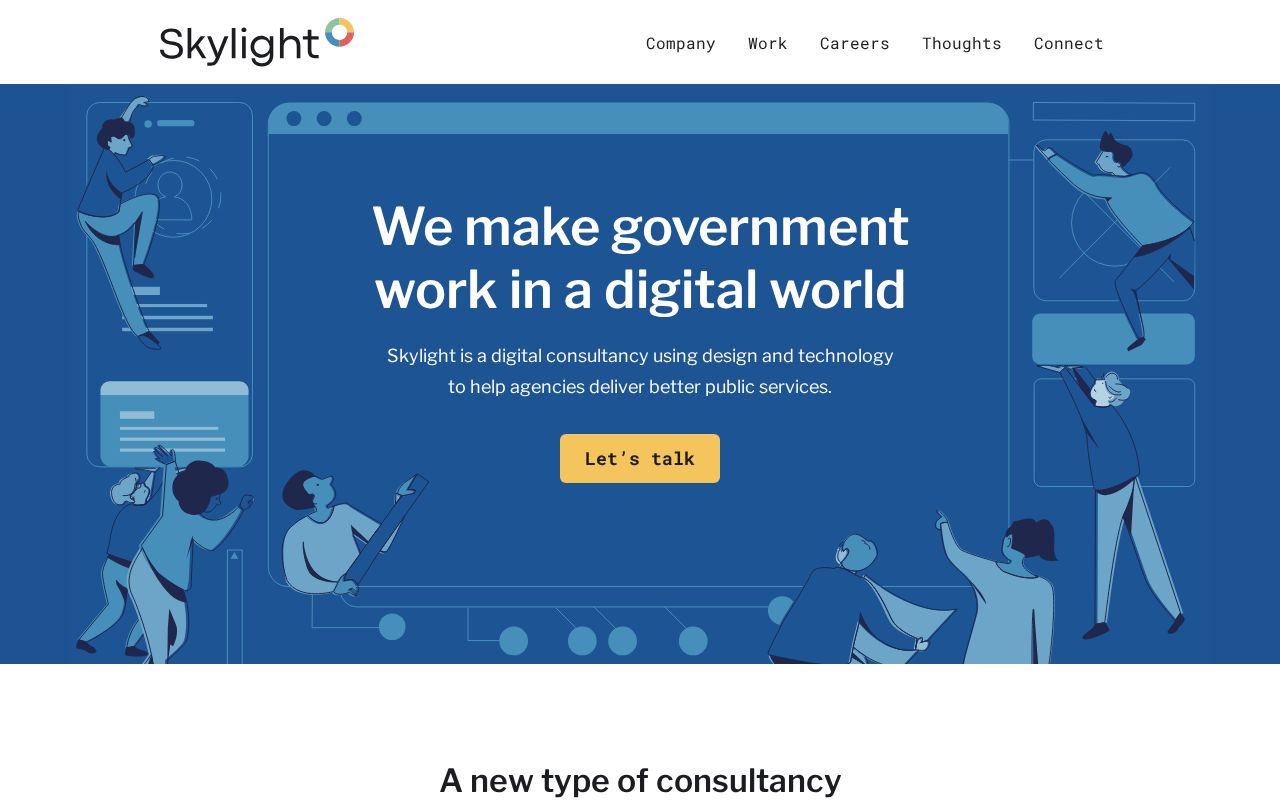 The skylight.digital homepage, first screen