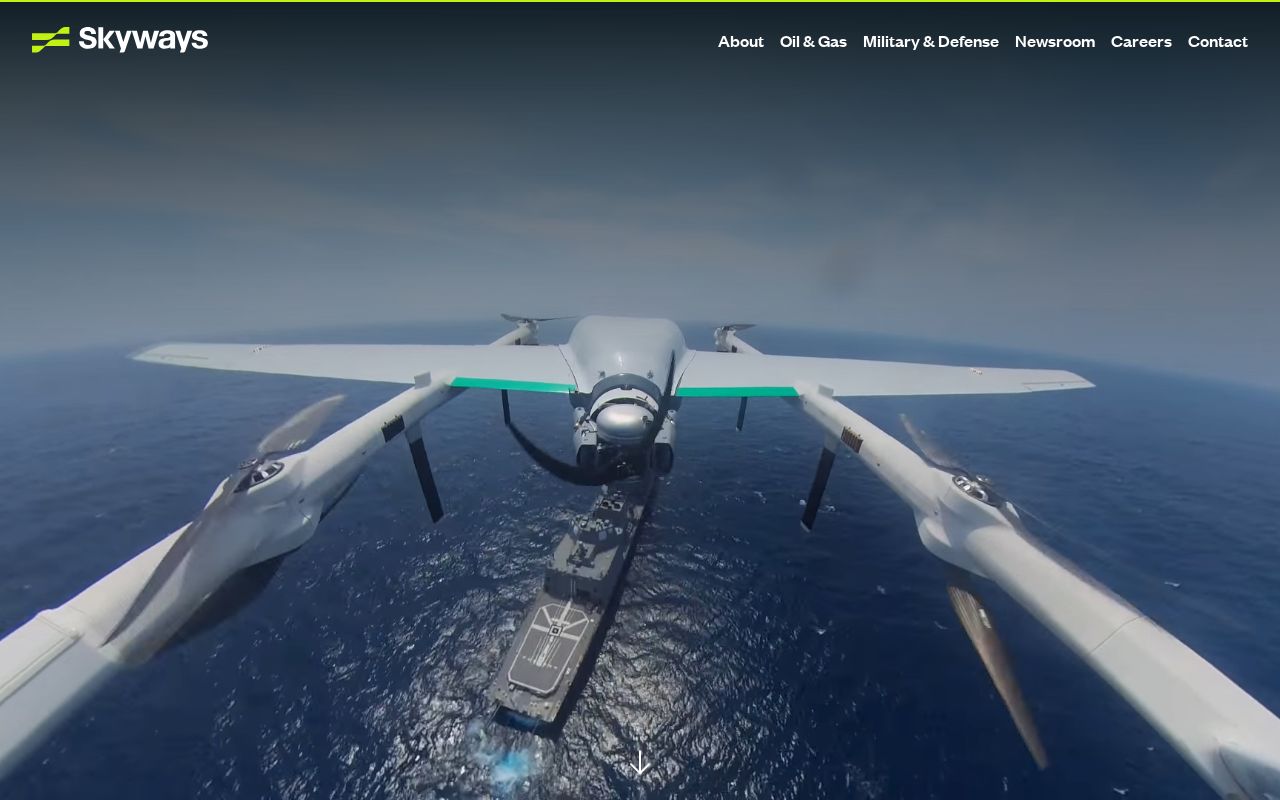 The skyways.com homepage, first screen