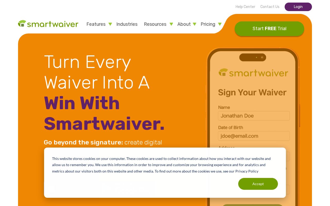Screenshot of smartwaiver.com