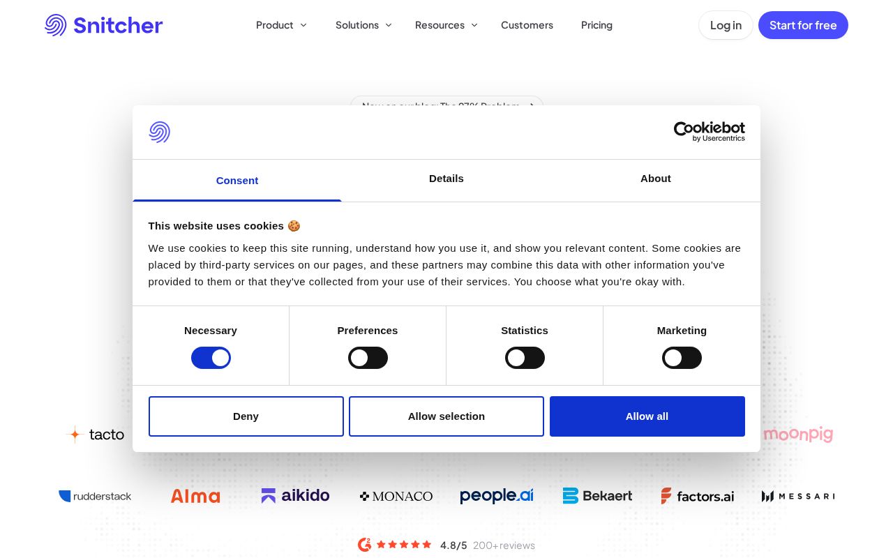 Screenshot of snitcher.com