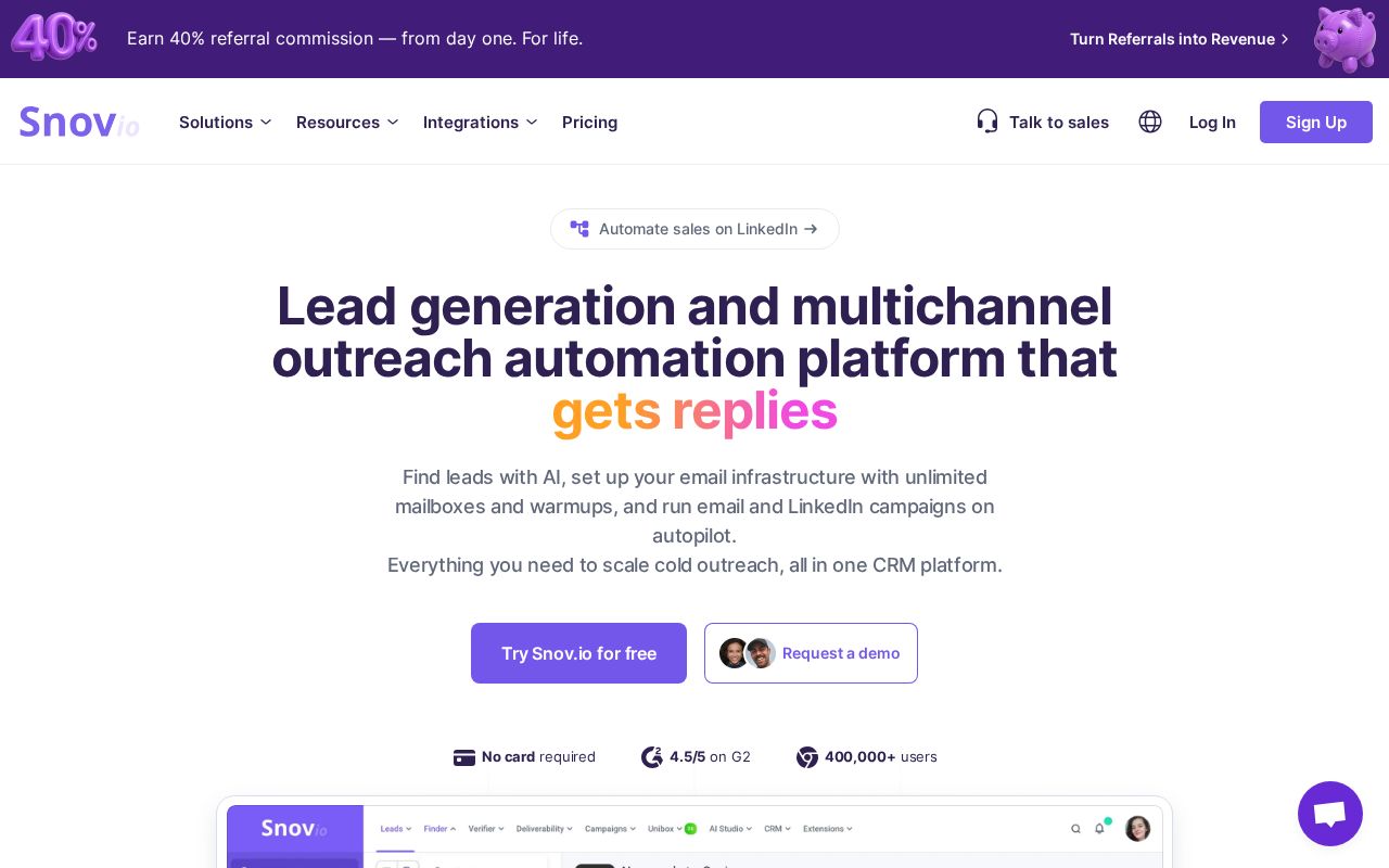 Screenshot of snov.io