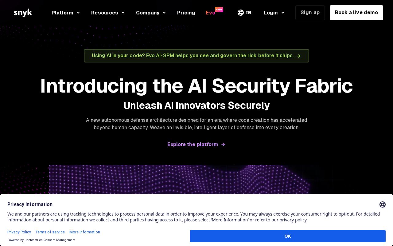 Screenshot of snyk.io