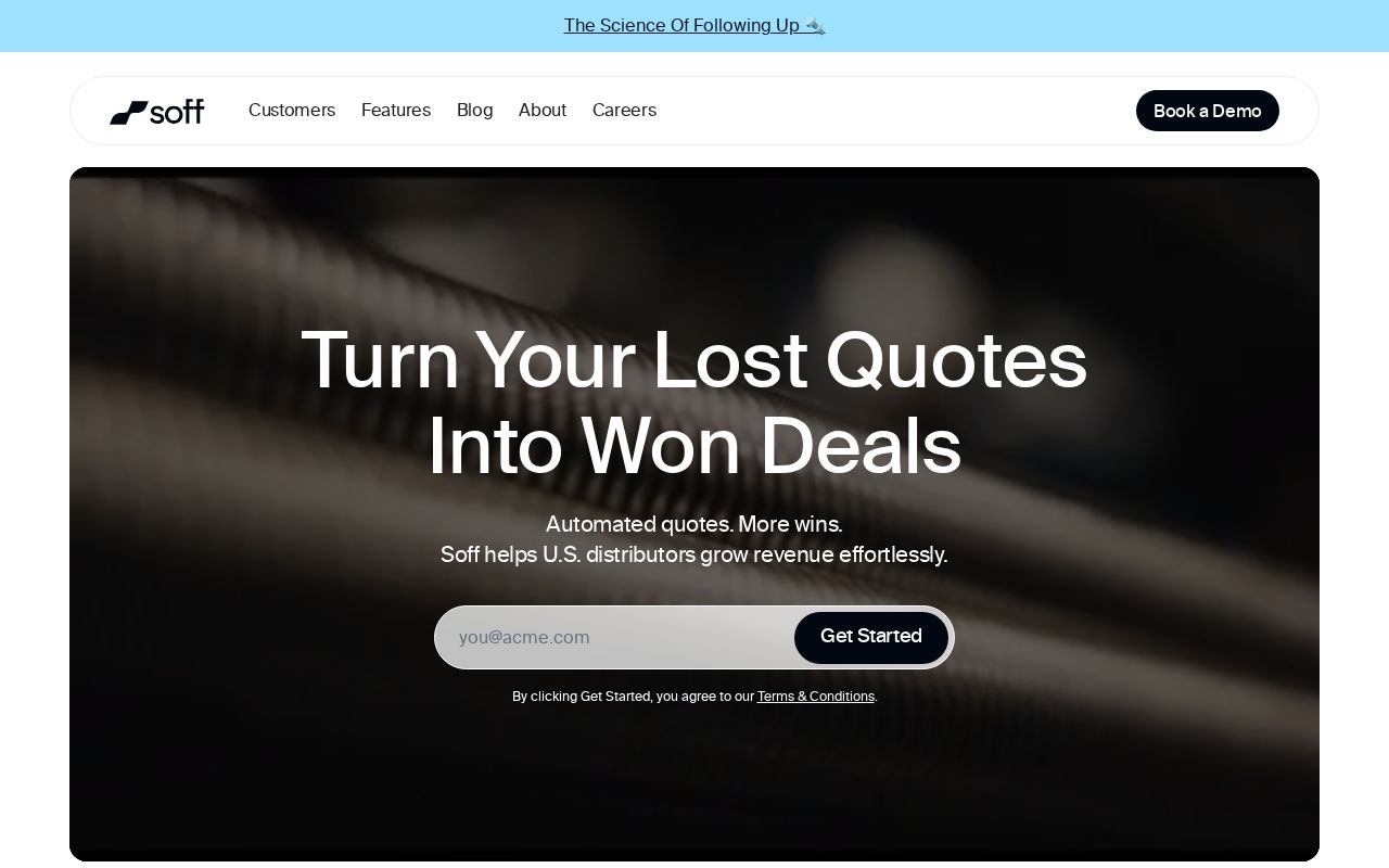 The soff.ai homepage, first screen