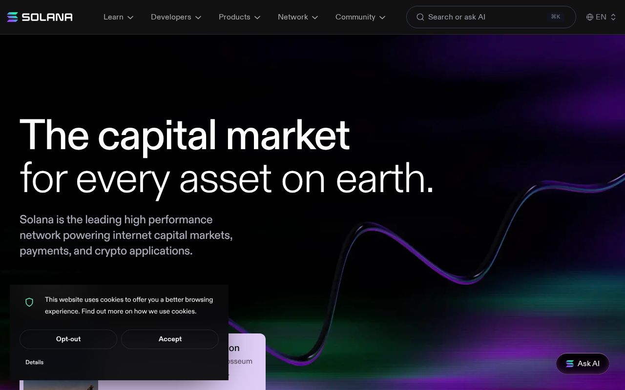 Screenshot of solana.com