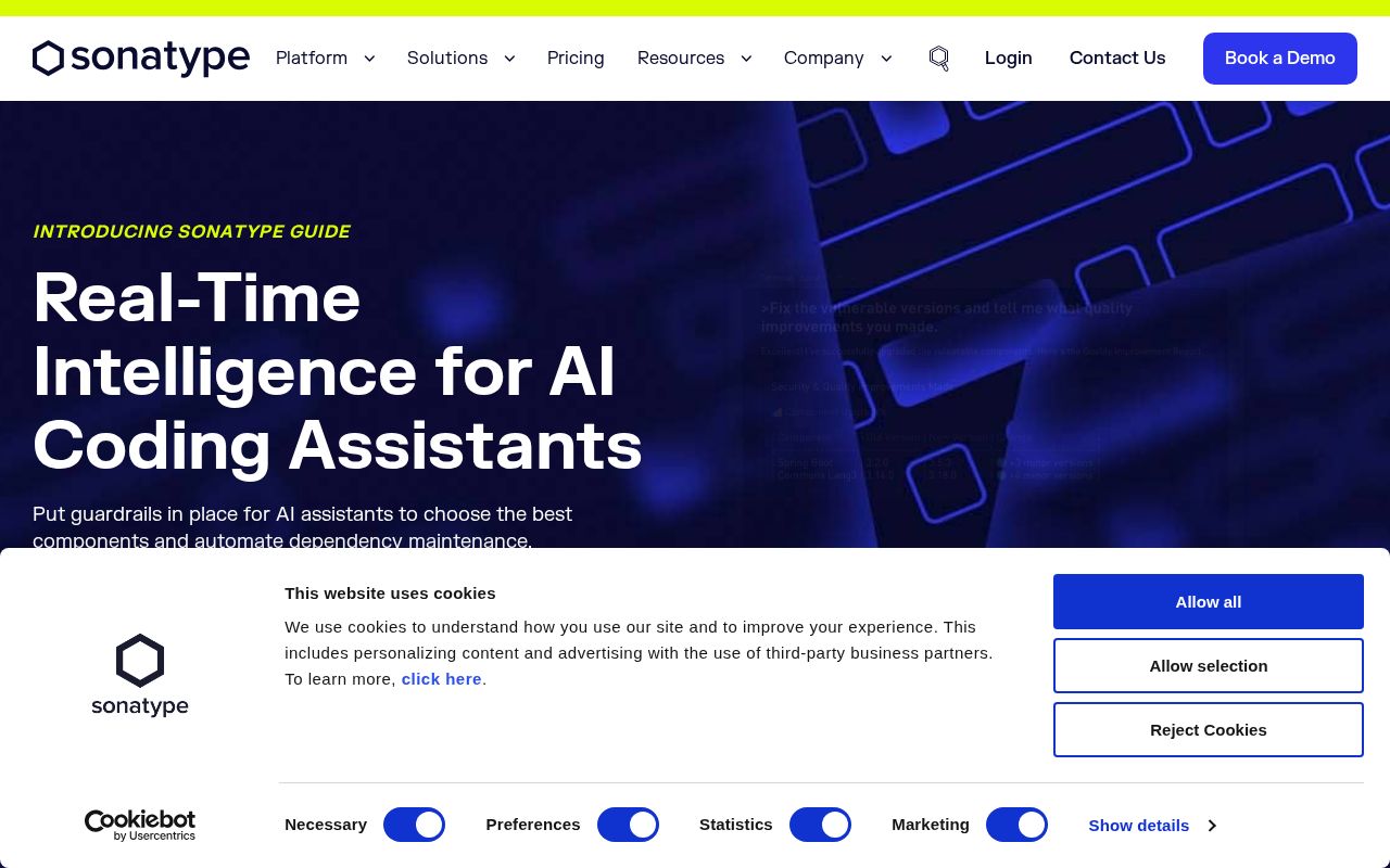 Screenshot of sonatype.com