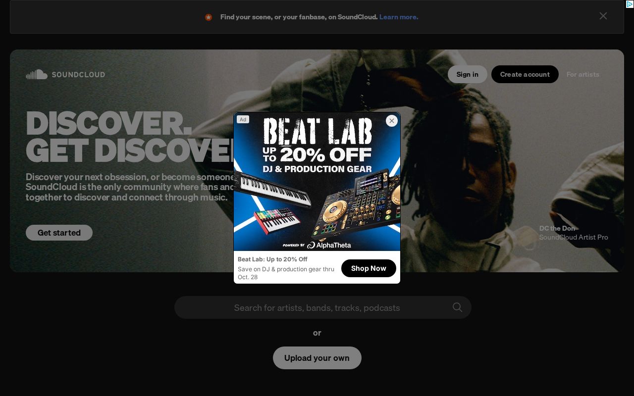 Screenshot of soundcloud.com