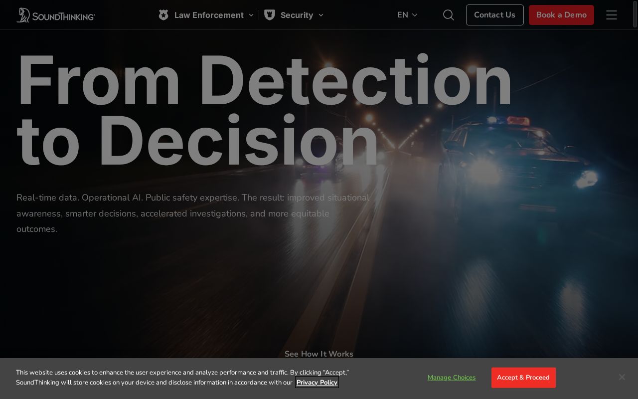 The soundthinking.com homepage, first screen