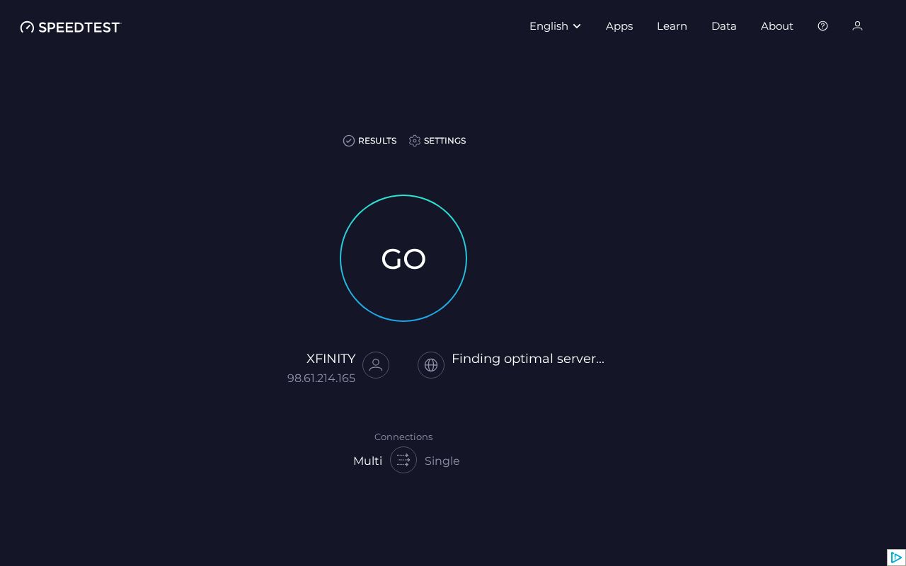 Screenshot of speedtest.net