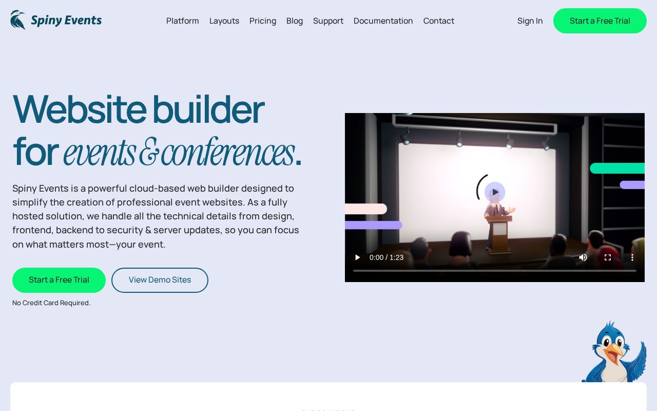 Screenshot of spinyevents.com