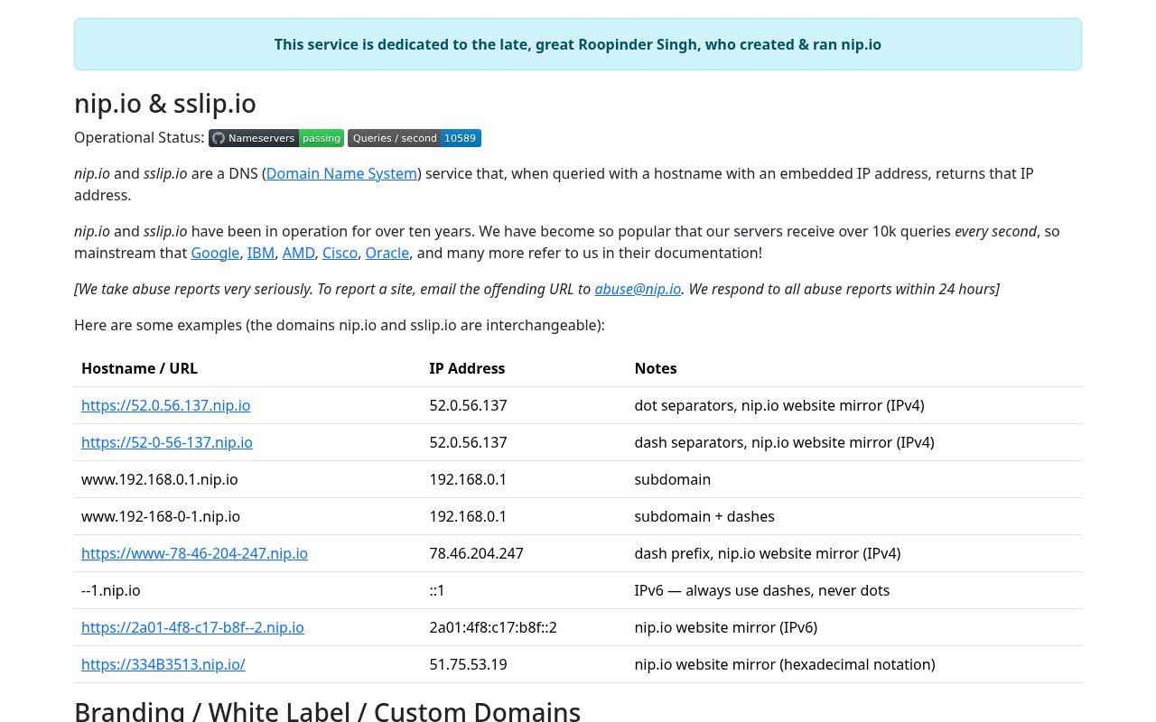 Screenshot of sslip.io