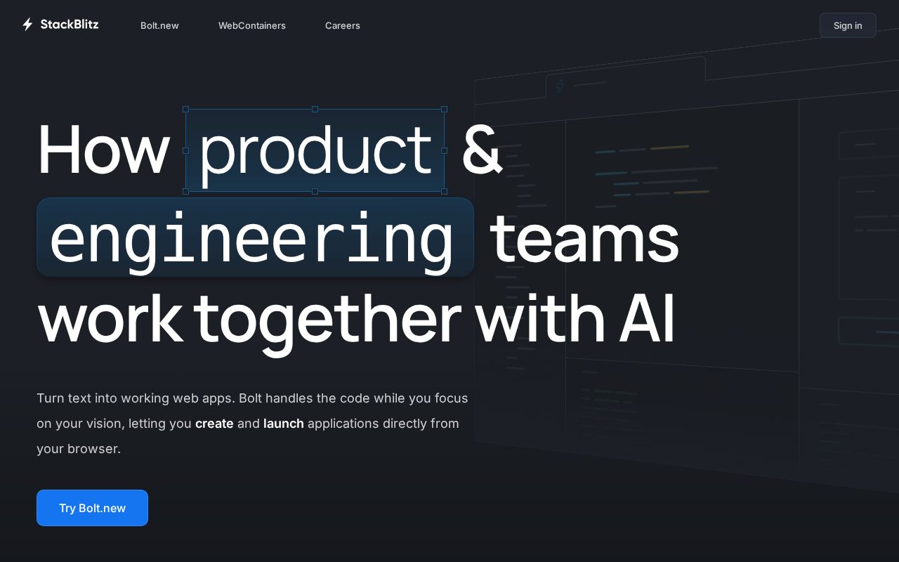 Screenshot of stackblitz.com