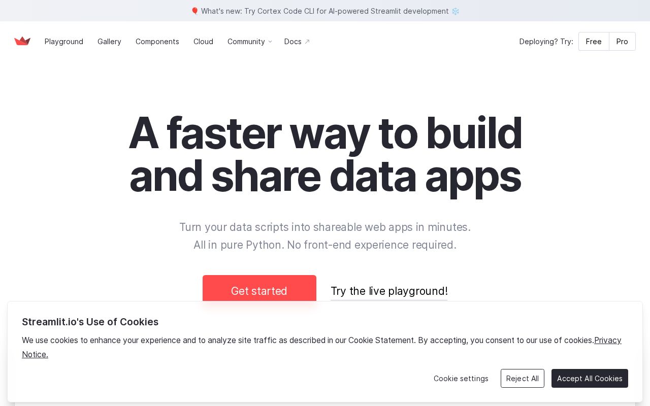 Screenshot of streamlit.io