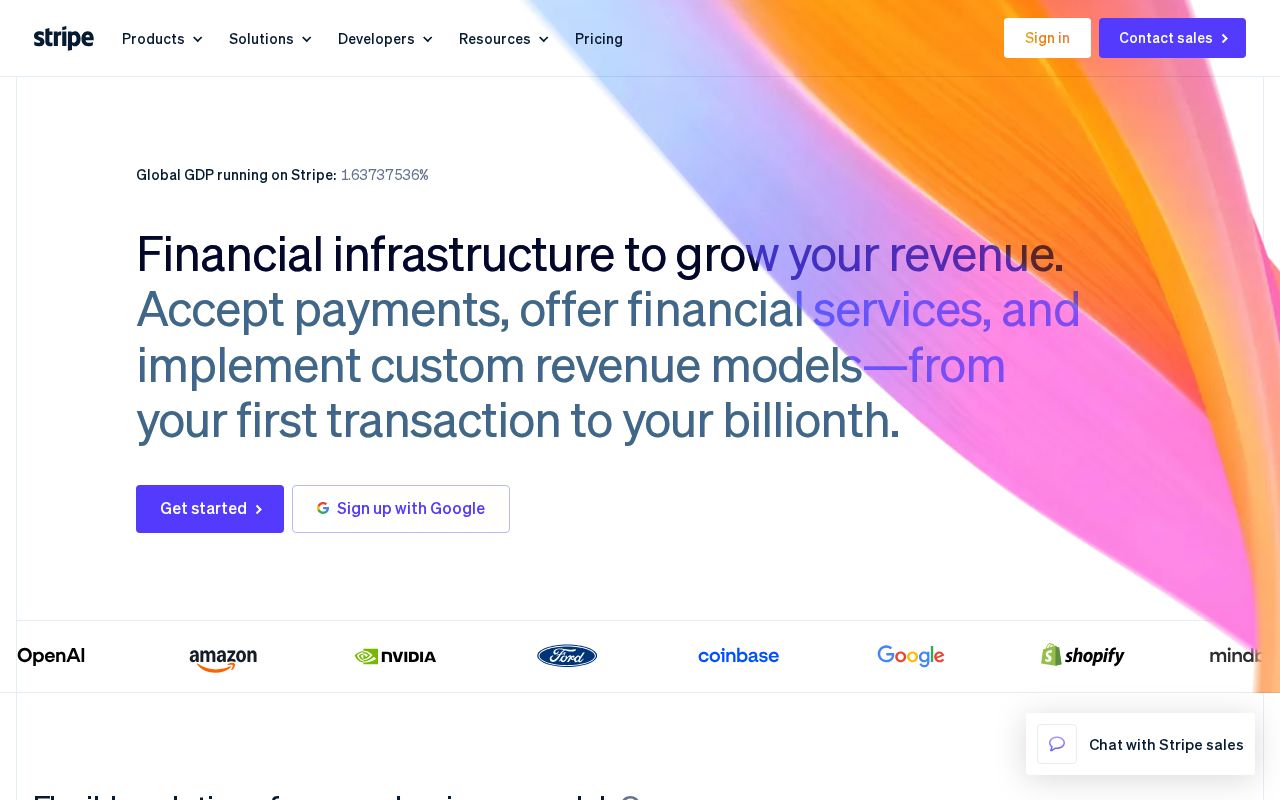 Screenshot of stripe.com