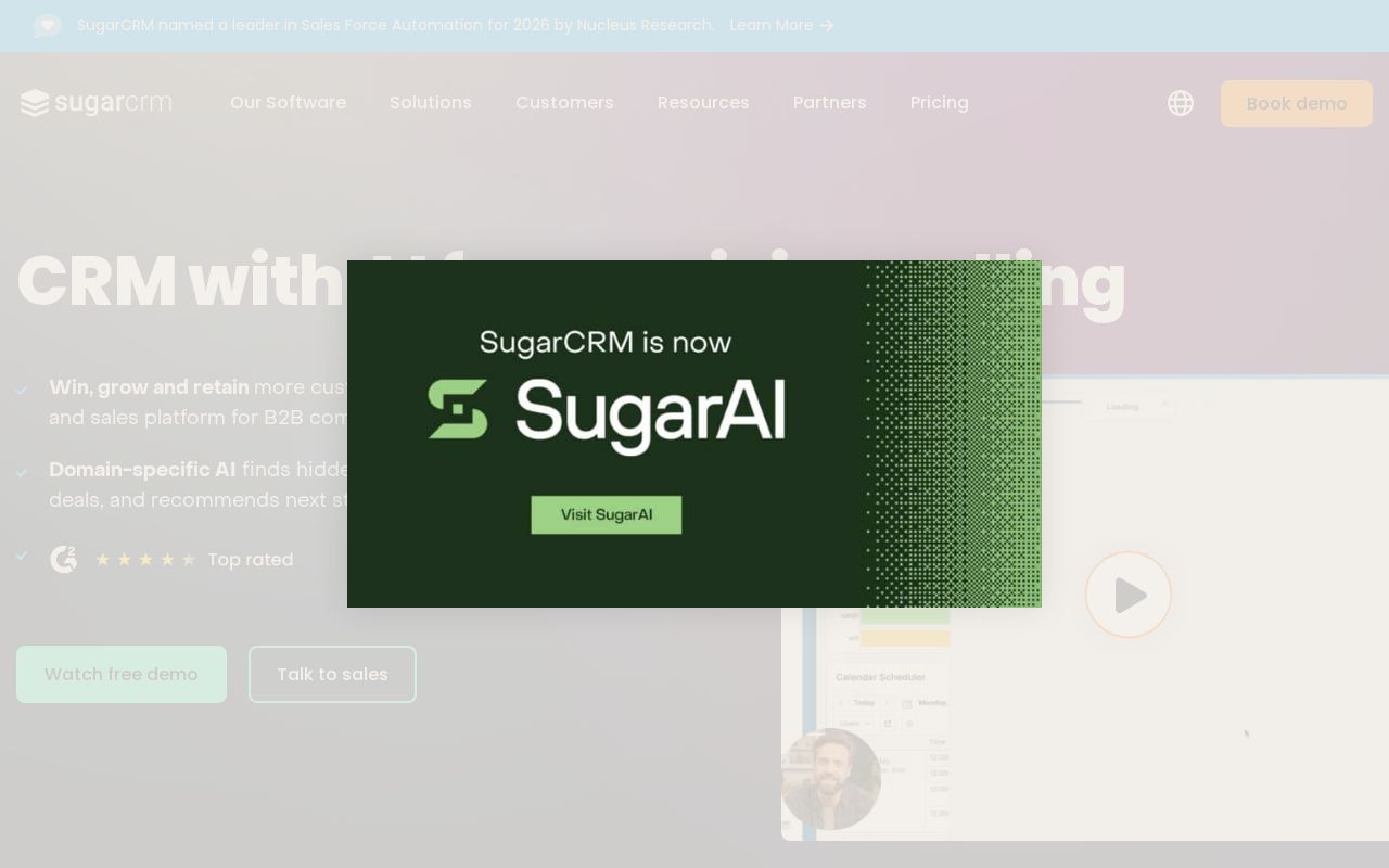 Screenshot of sugarcrm.com