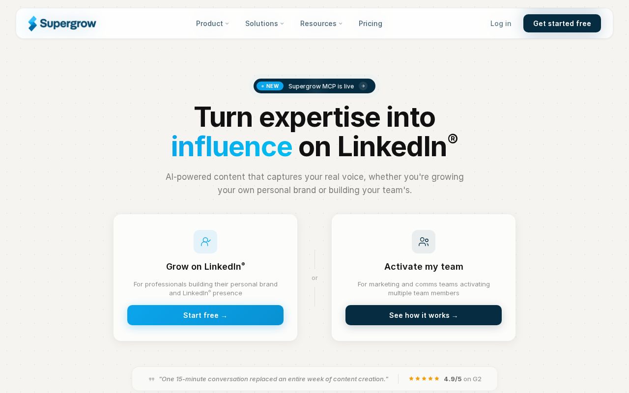 Screenshot of supergrow.ai