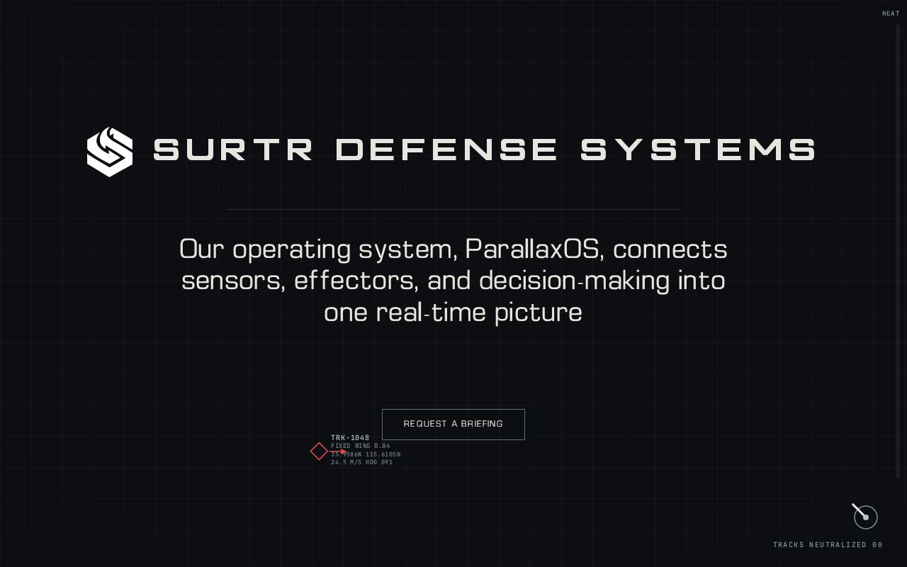 The surtrdefense.com homepage, first screen
