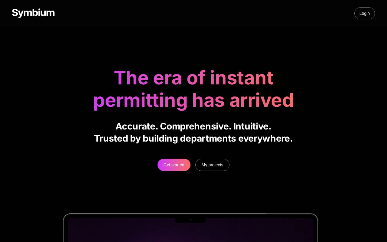 The symbium.com homepage, first screen