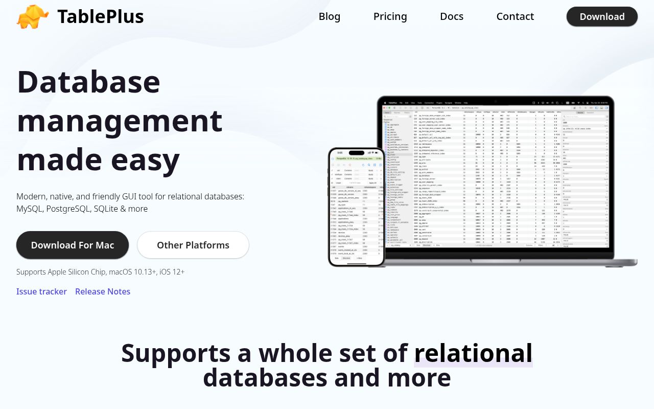 Screenshot of tableplus.com