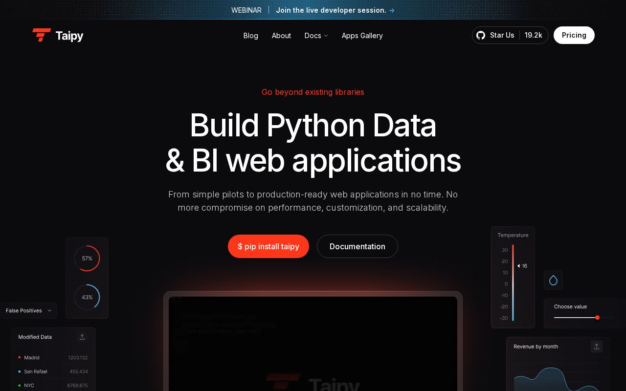 Screenshot of taipy.io