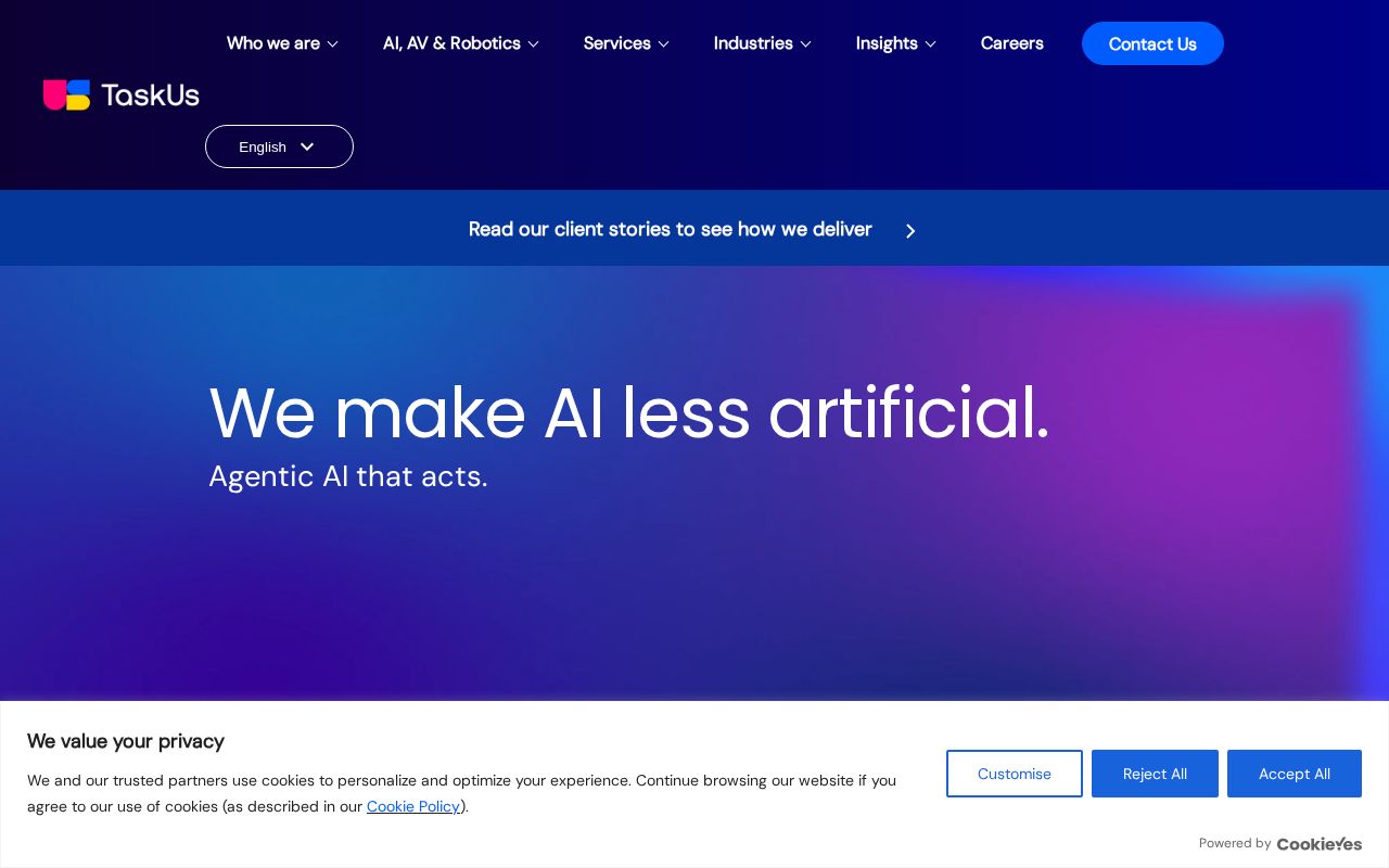 Screenshot of taskus.com