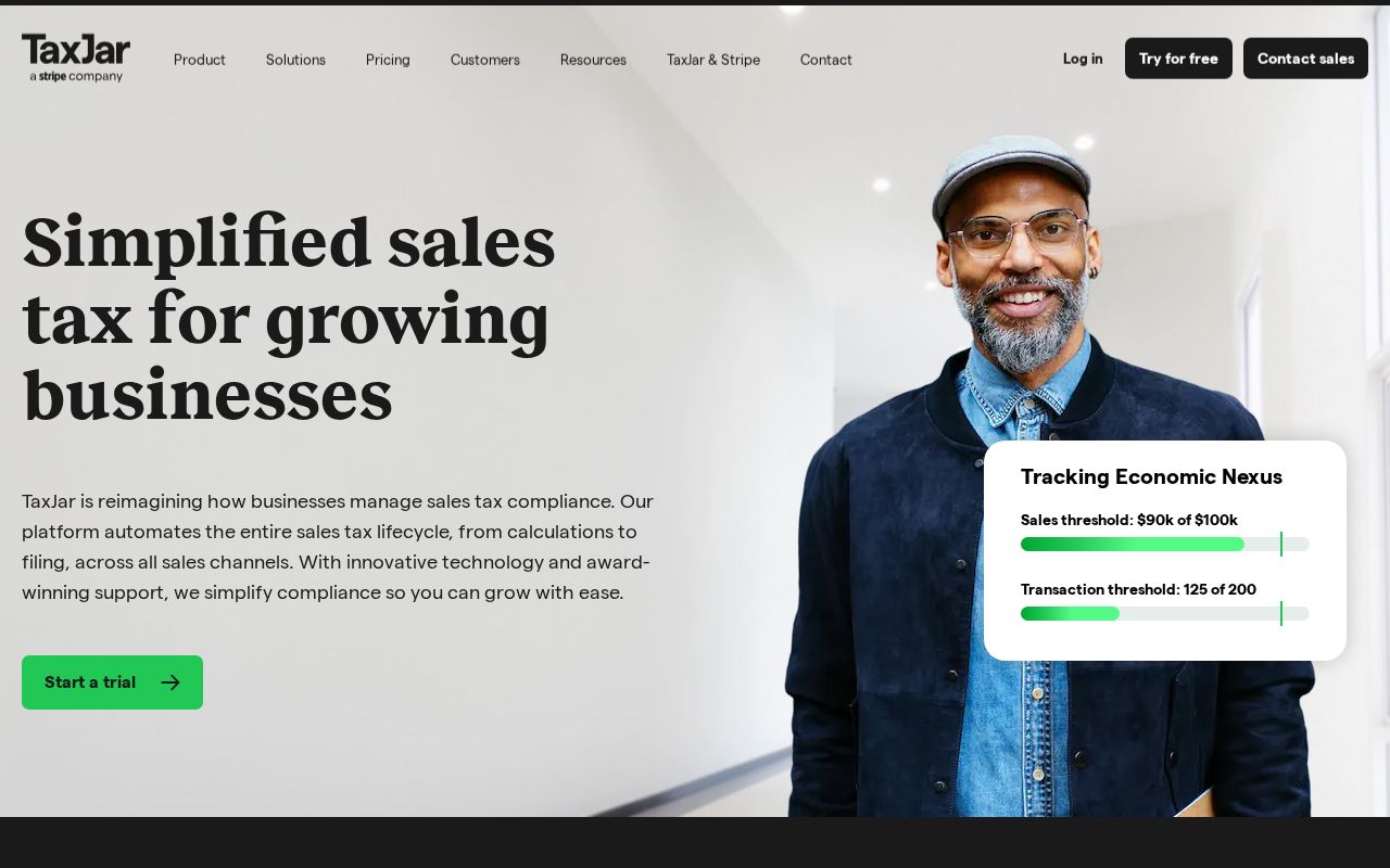 Screenshot of taxjar.com