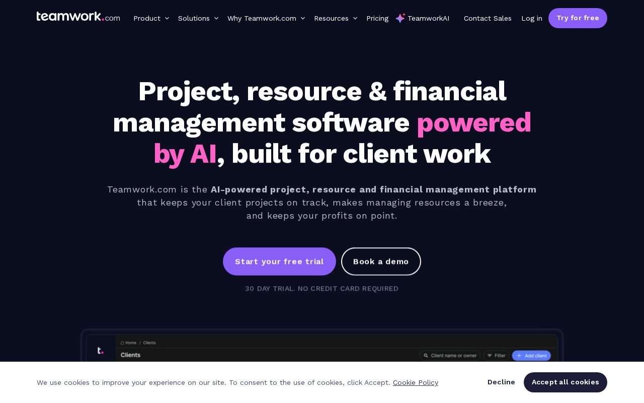 Screenshot of teamwork.com