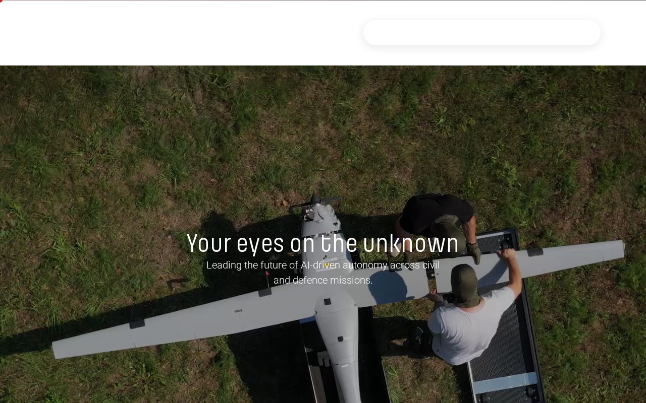 The tekever.com homepage, first screen