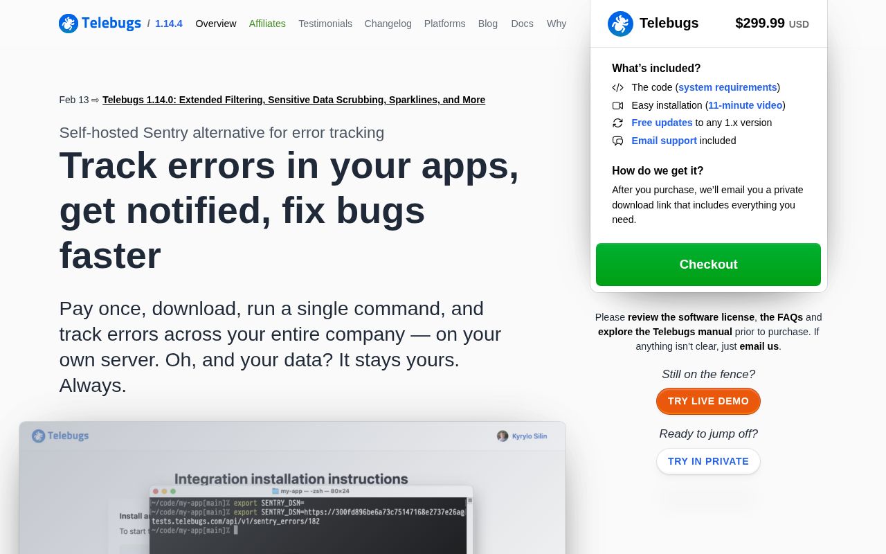 Screenshot of telebugs.com