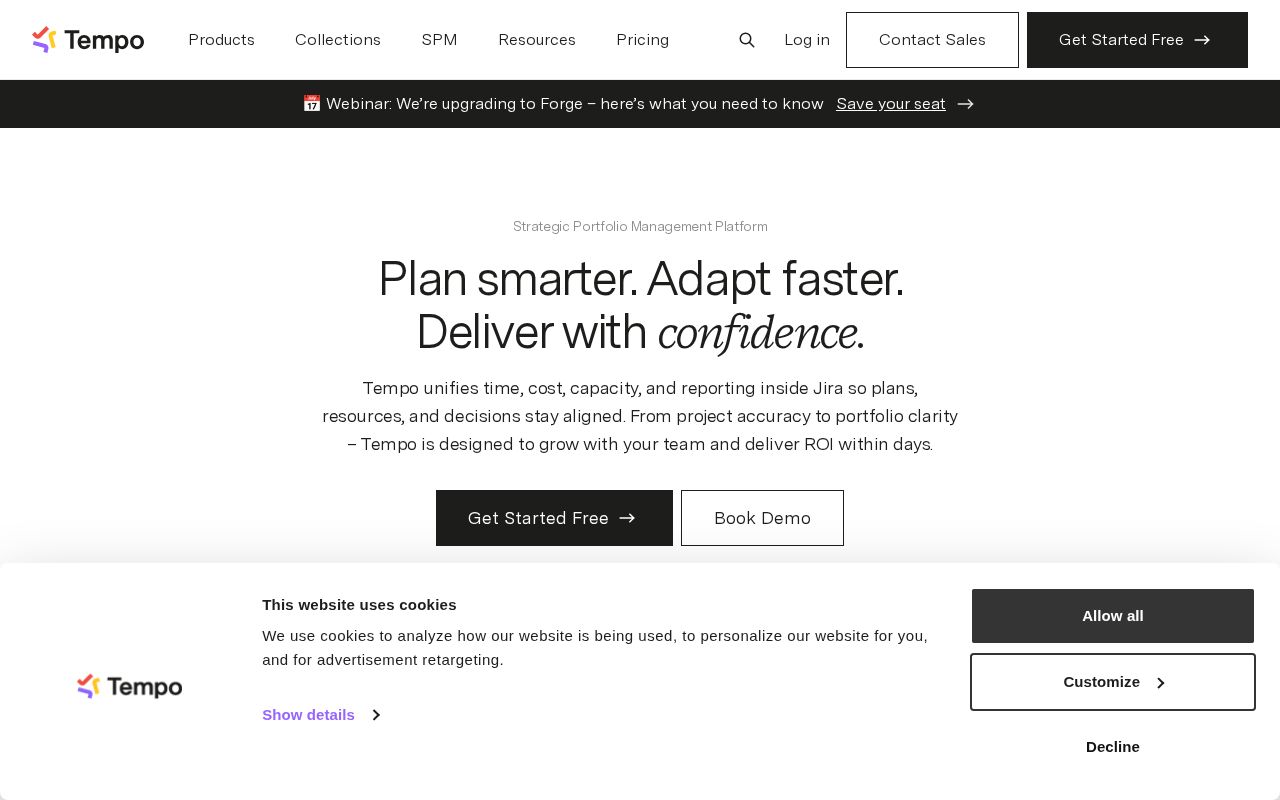 Screenshot of tempo.io