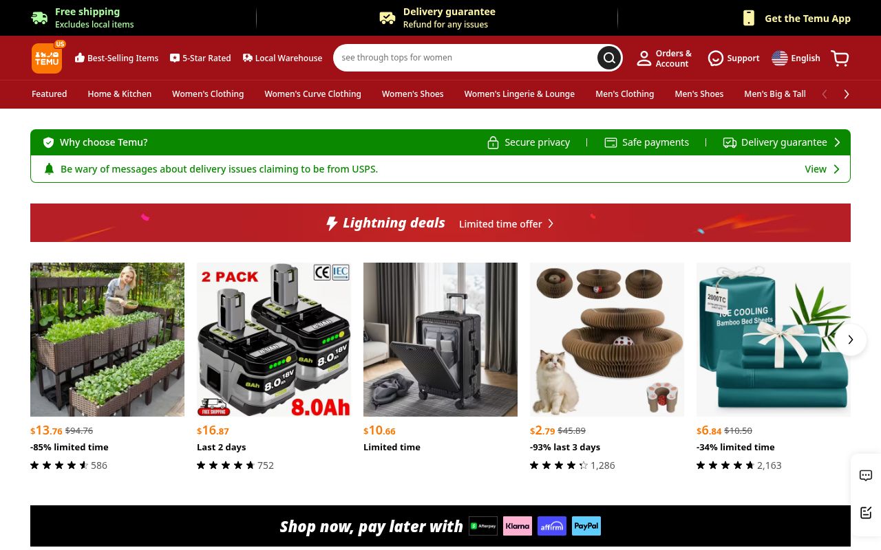 Screenshot of temu.com