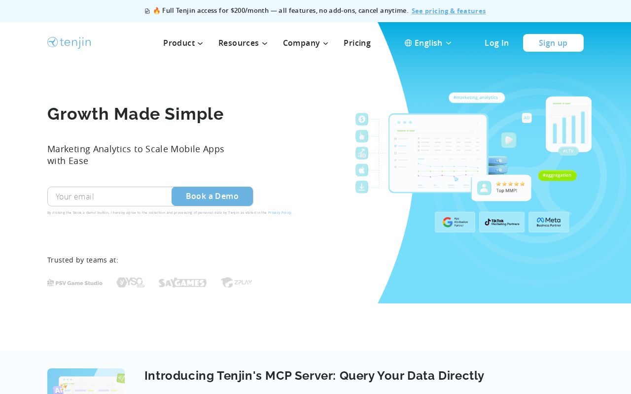 Screenshot of tenjin.com