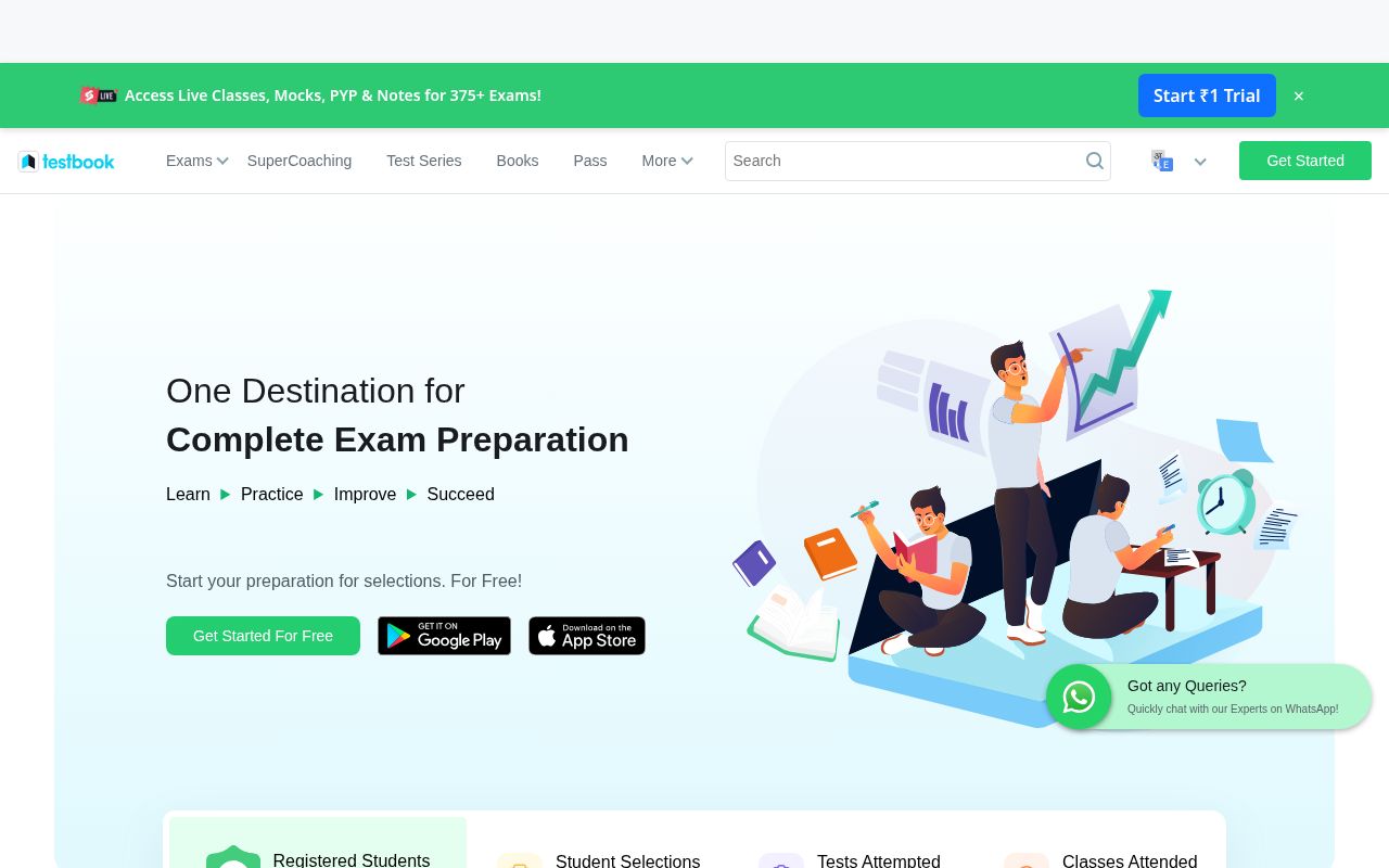 Screenshot of testbook.com