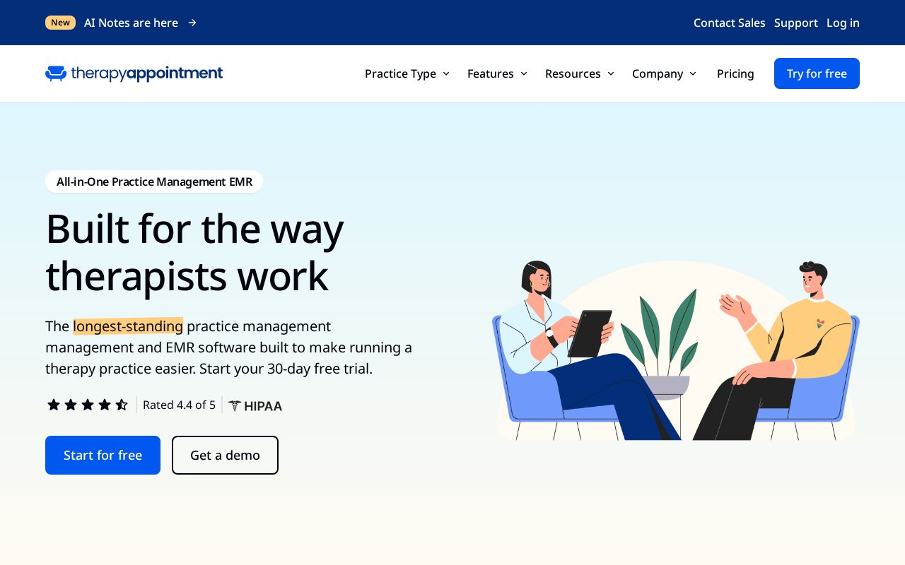Screenshot of therapyappointment.com