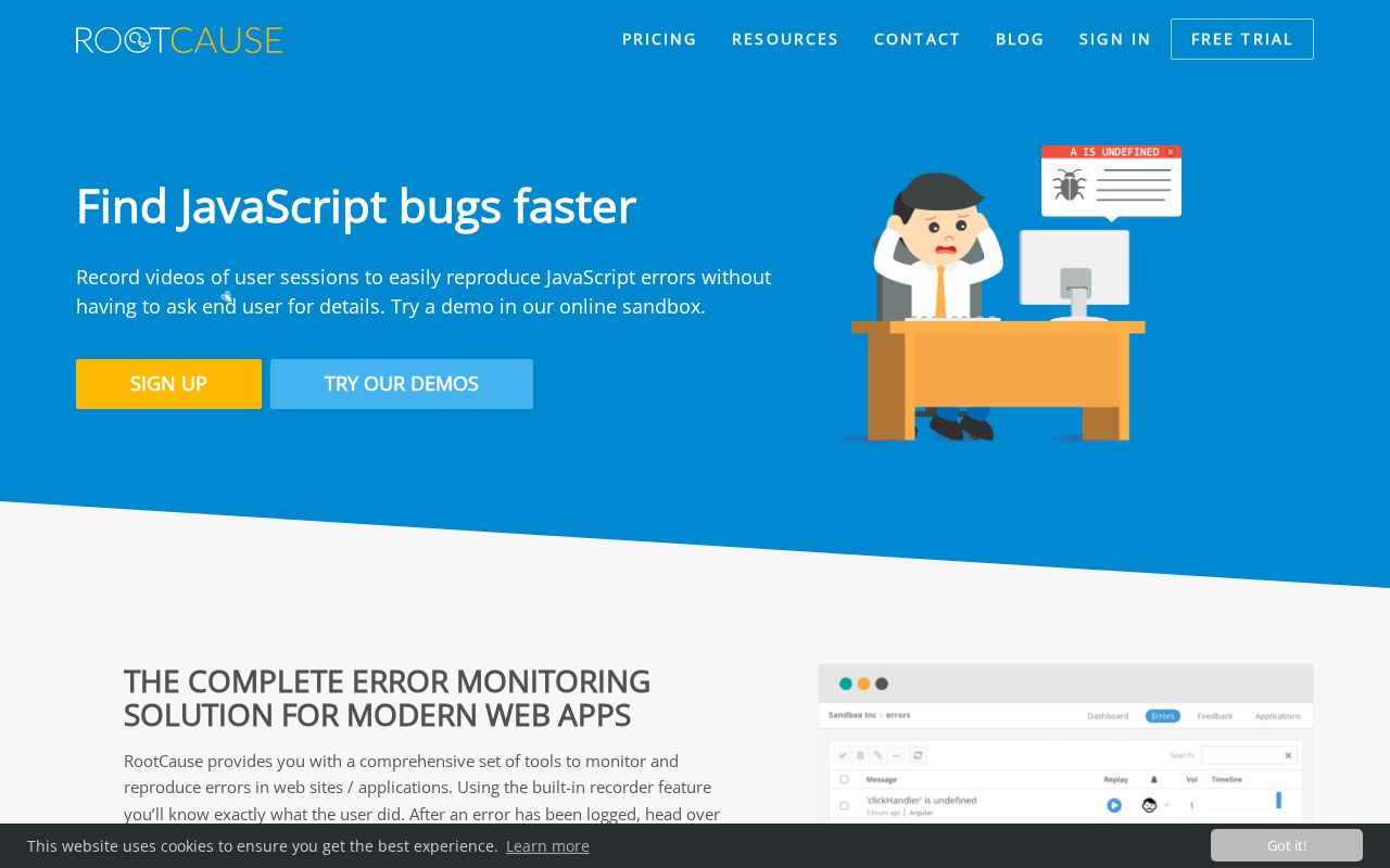 Screenshot of therootcause.io