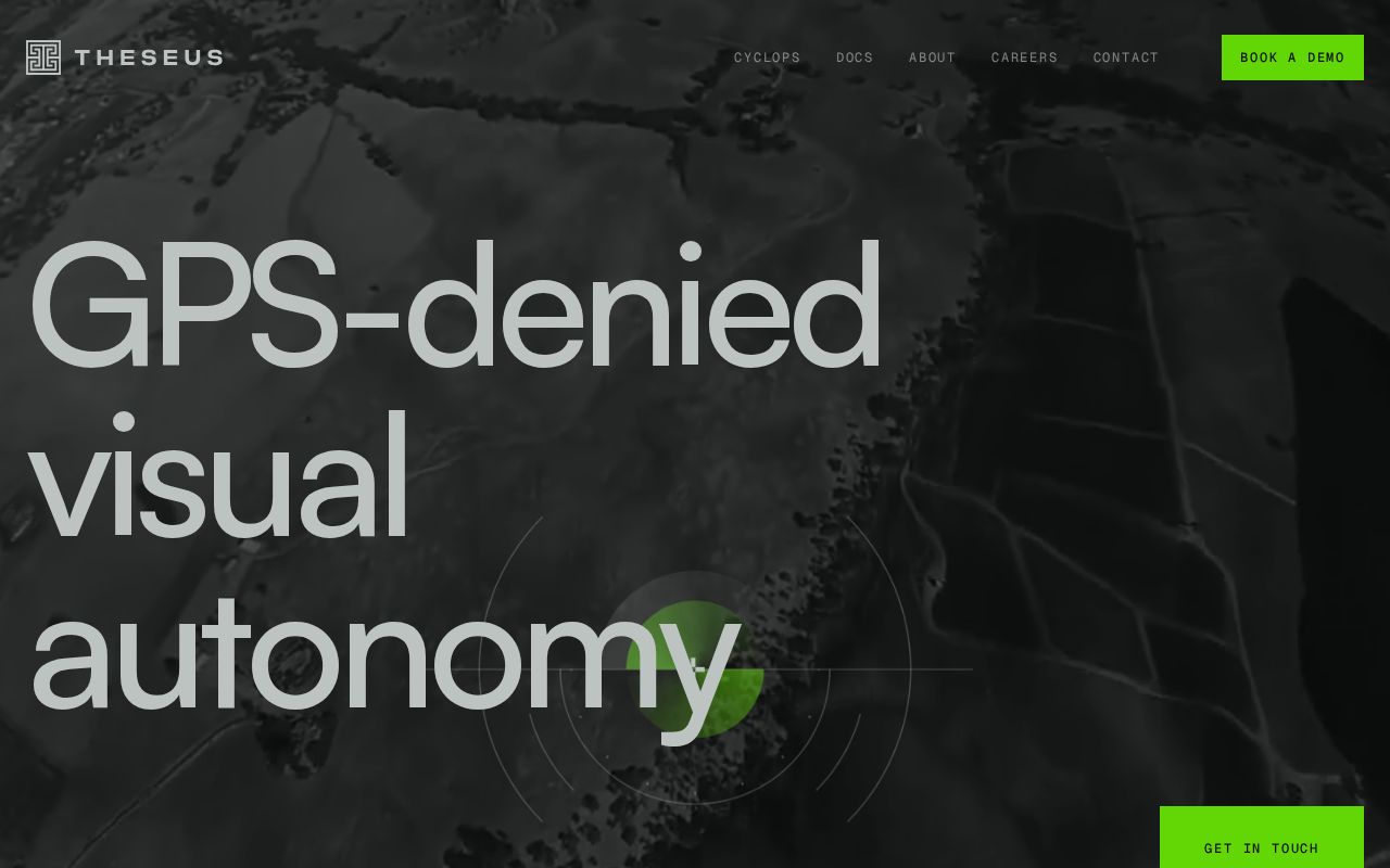 The theseus.us homepage, first screen