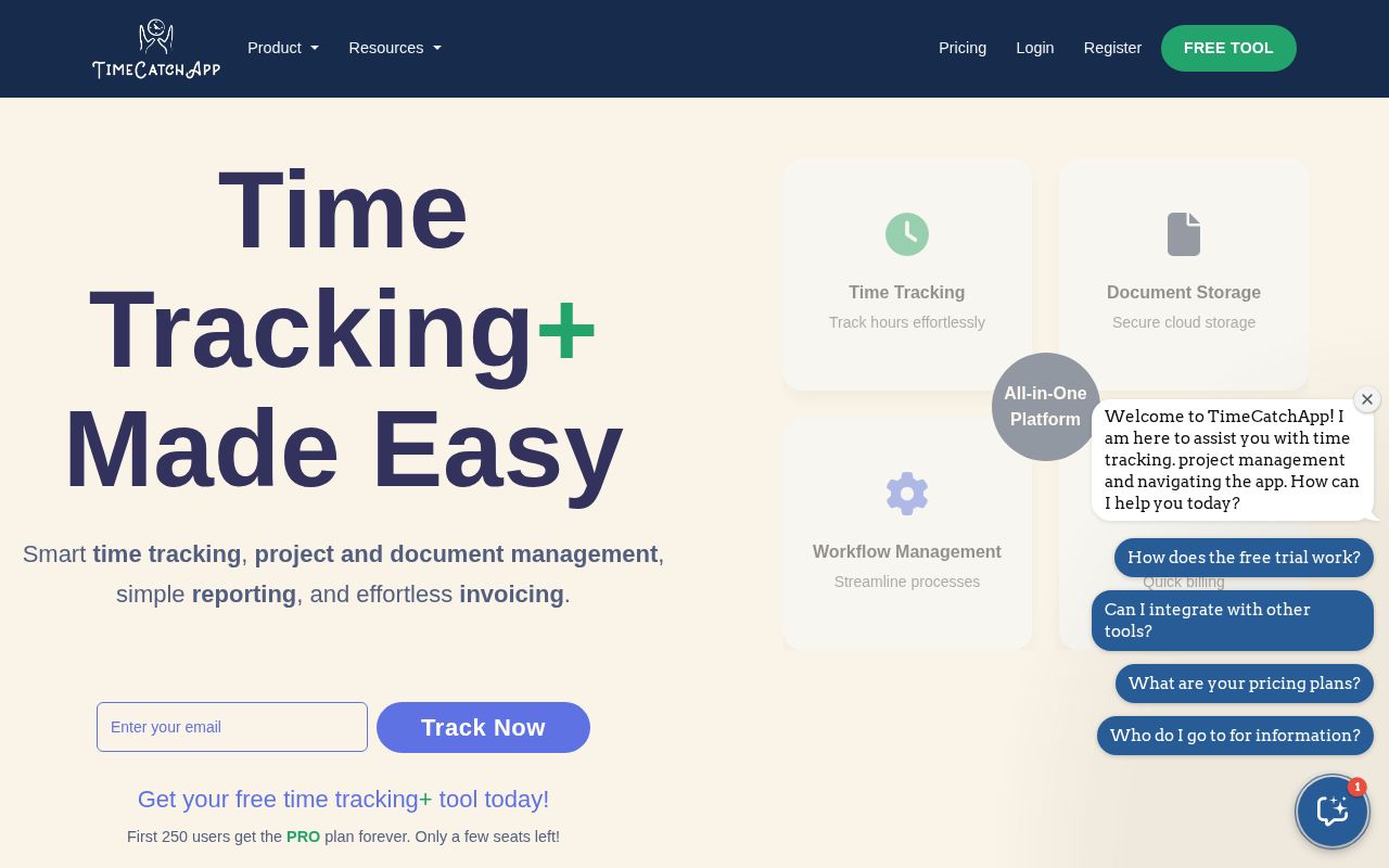 Screenshot of timecatchapp.com