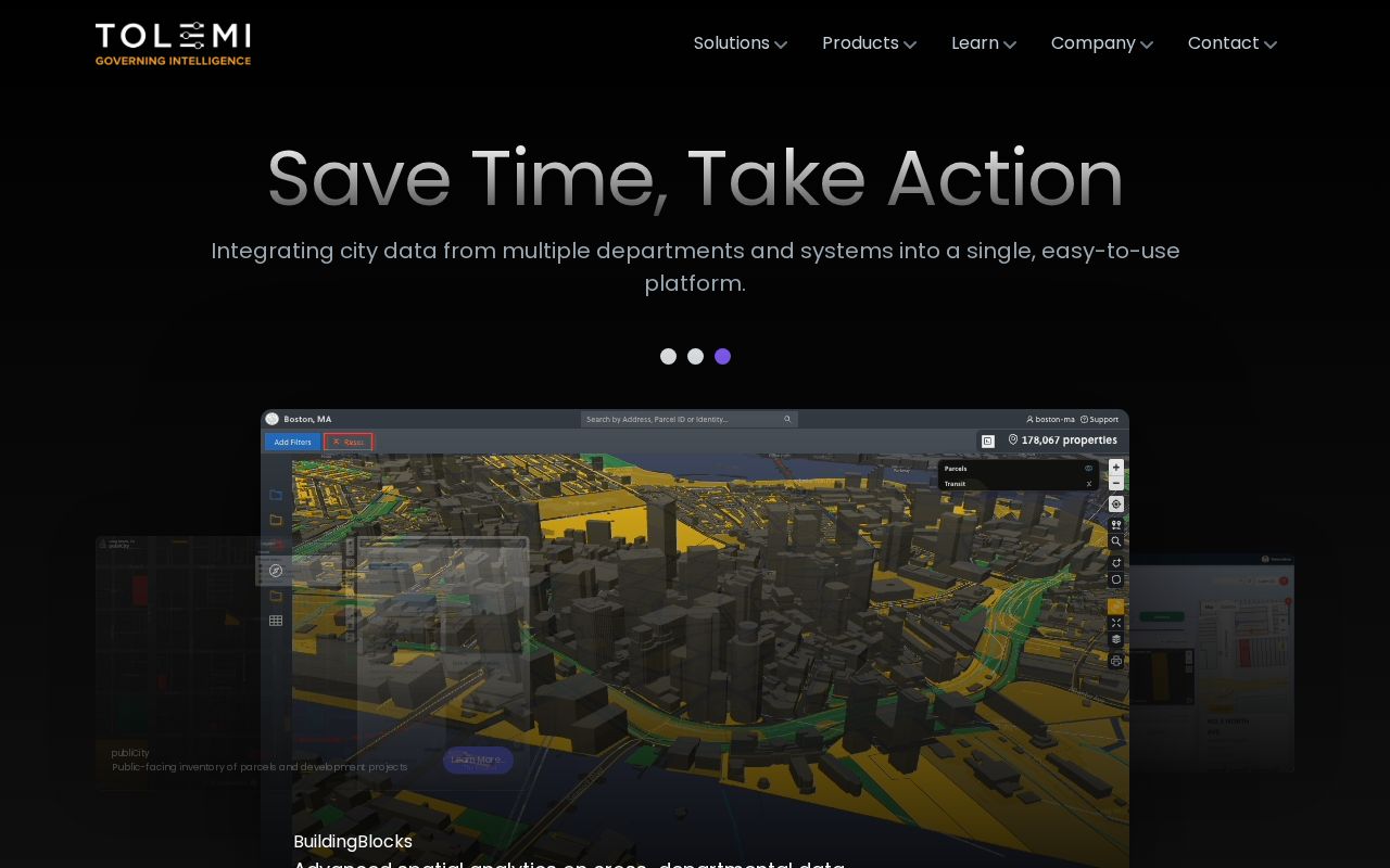 The tolemi.com homepage, first screen
