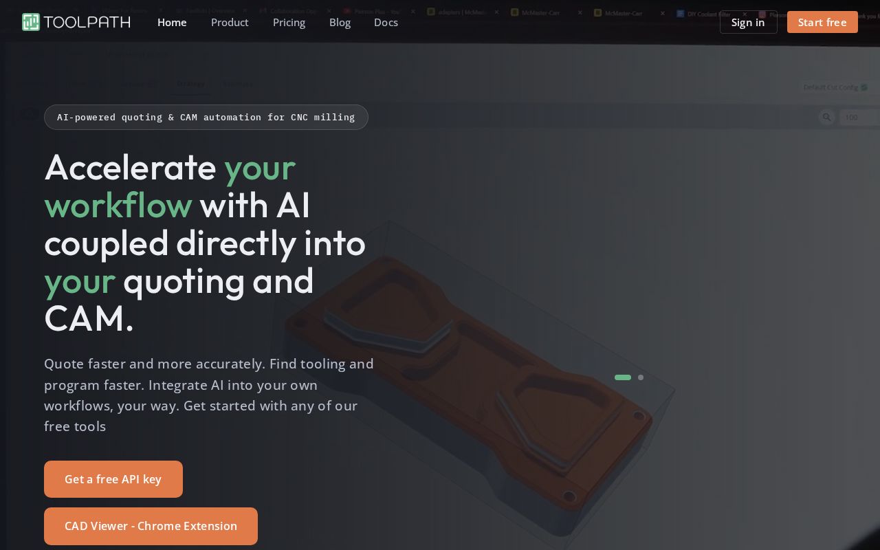 The toolpath.com homepage, first screen