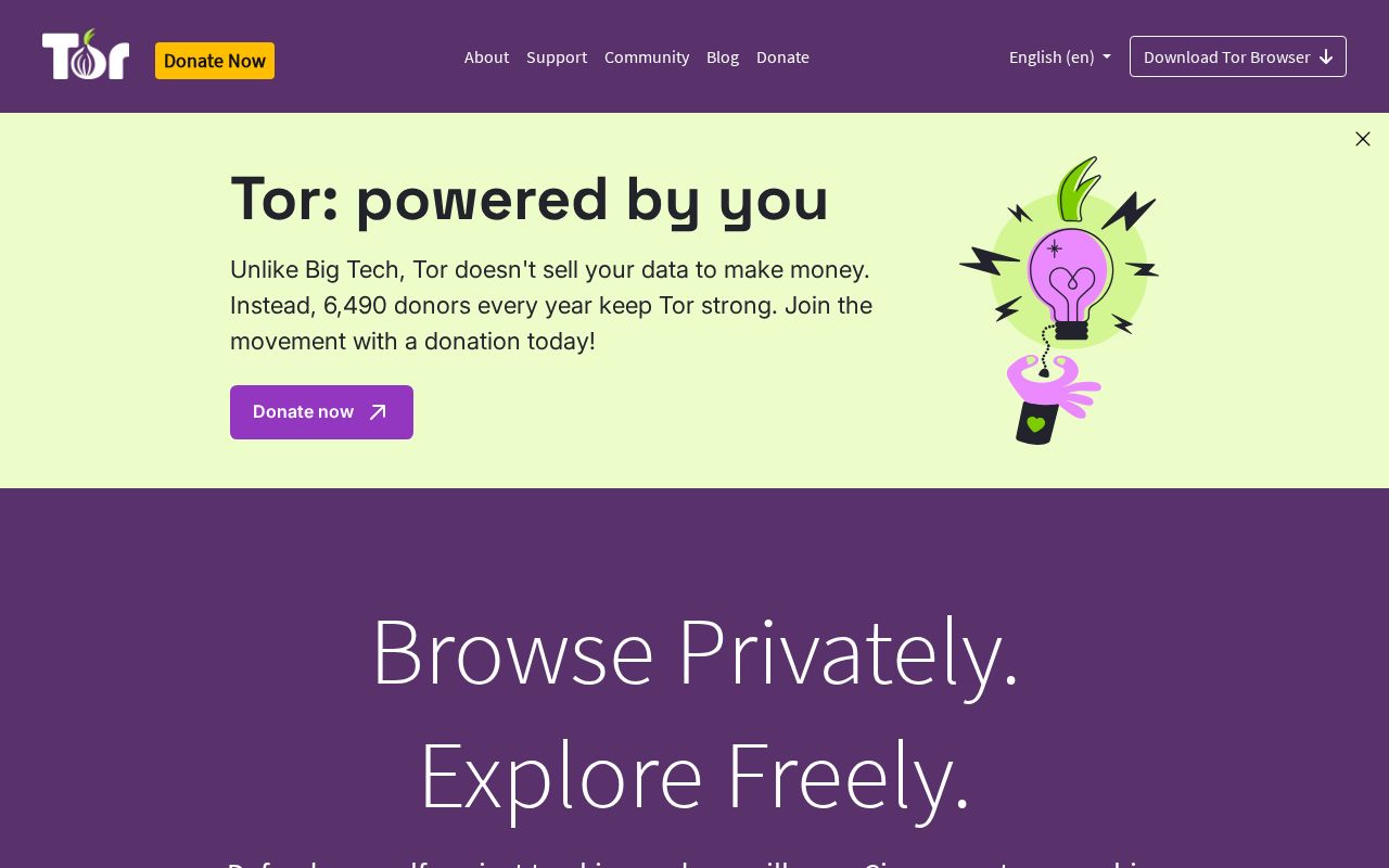 Screenshot of torproject.org