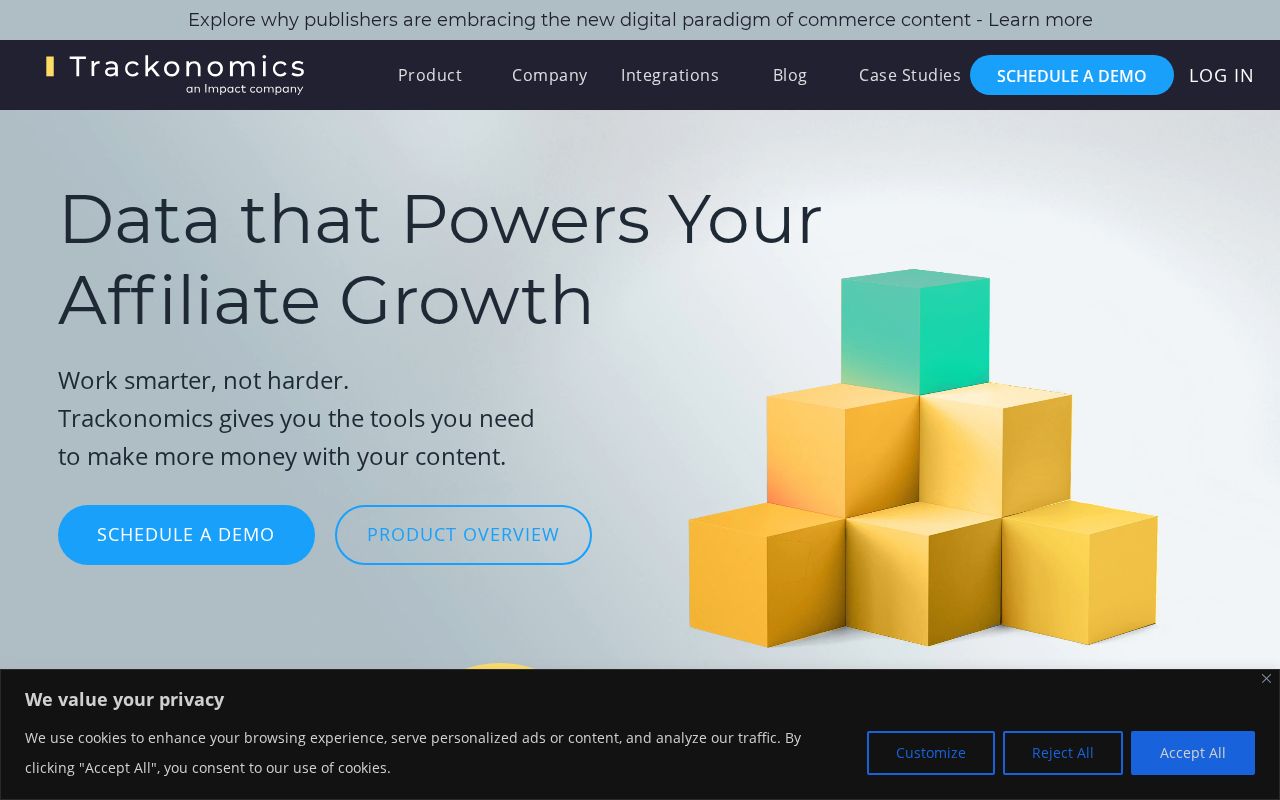 Screenshot of trackonomics.net