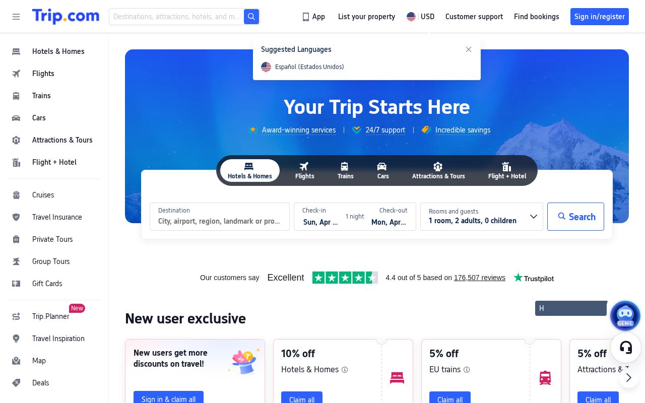 Screenshot of trip.com