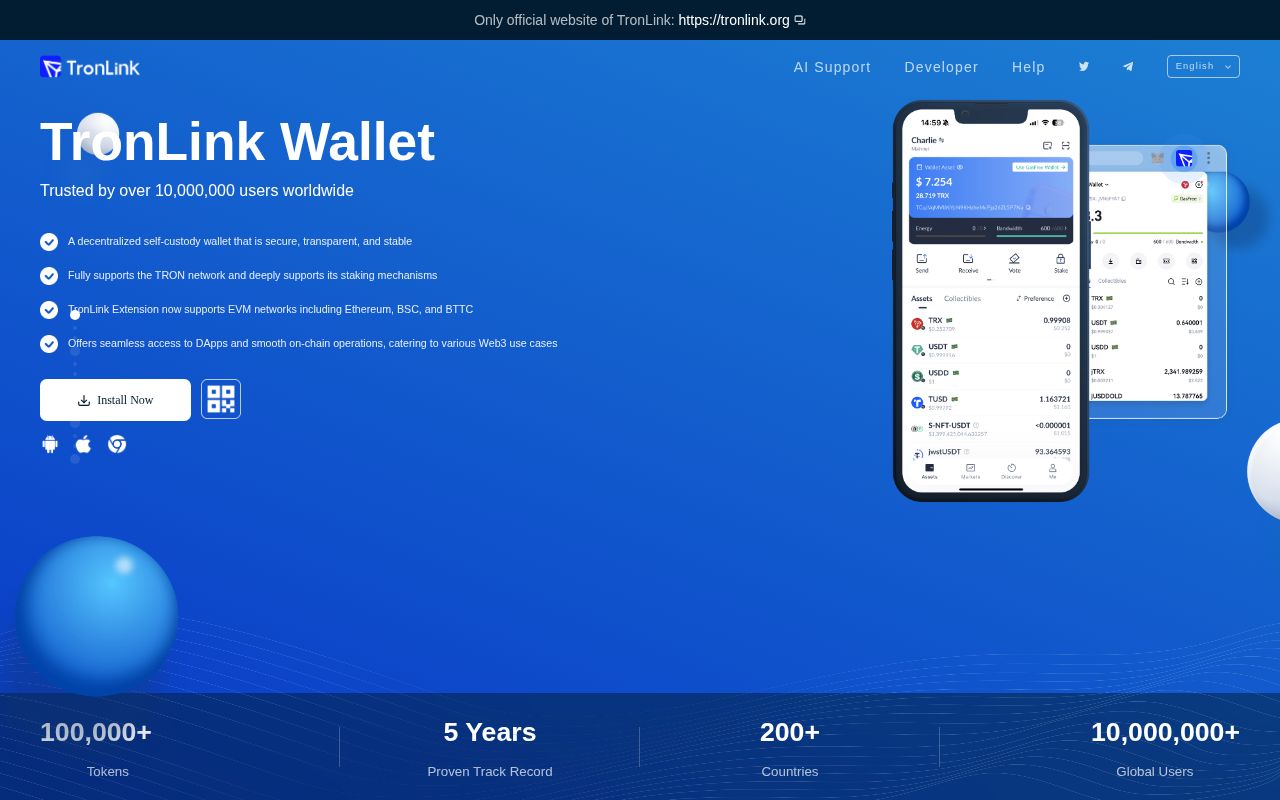 Screenshot of tronlink.org