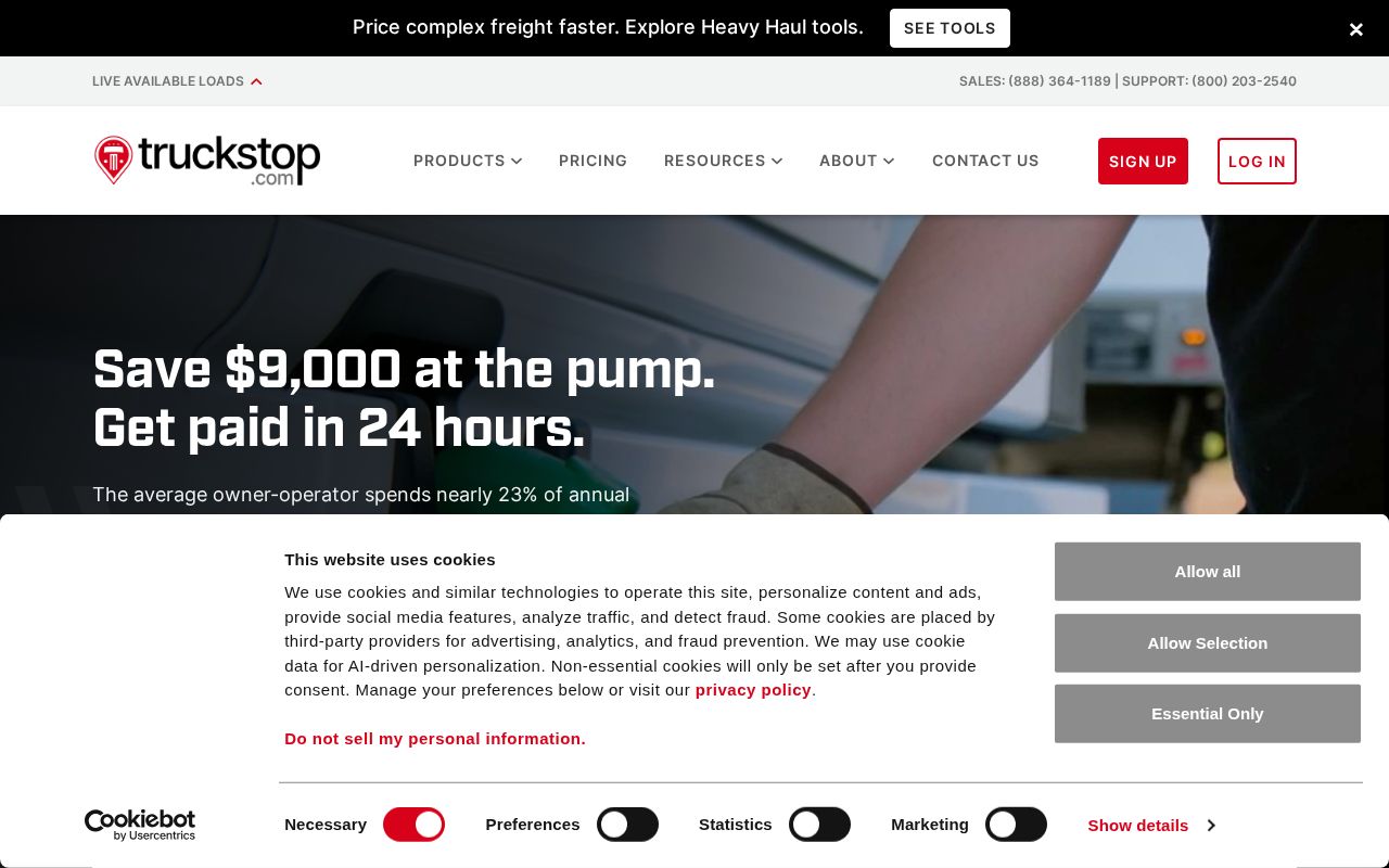 Screenshot of truckstop.com