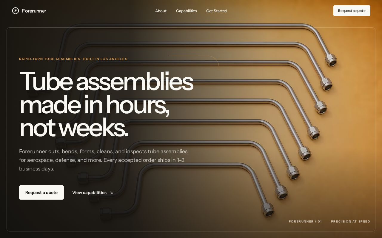 The tryforerunner.com homepage, first screen