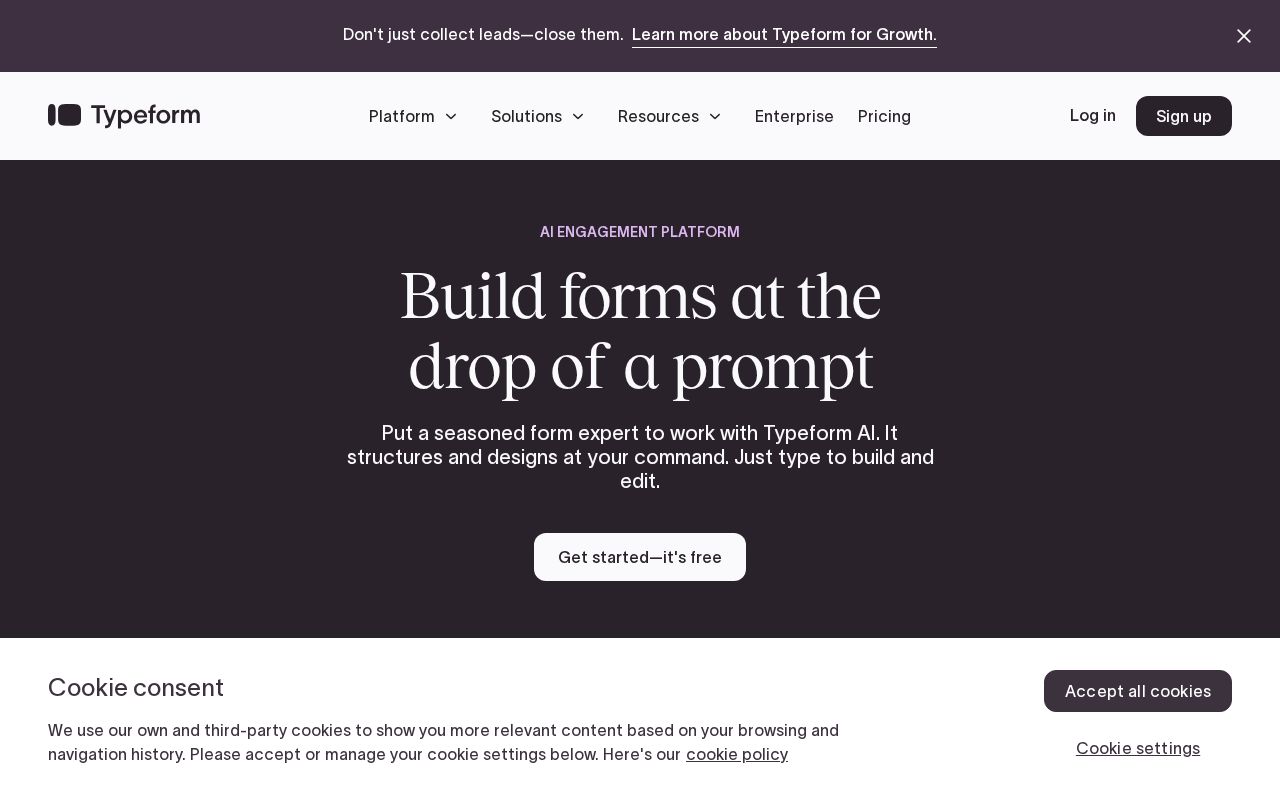 Screenshot of typeform.com